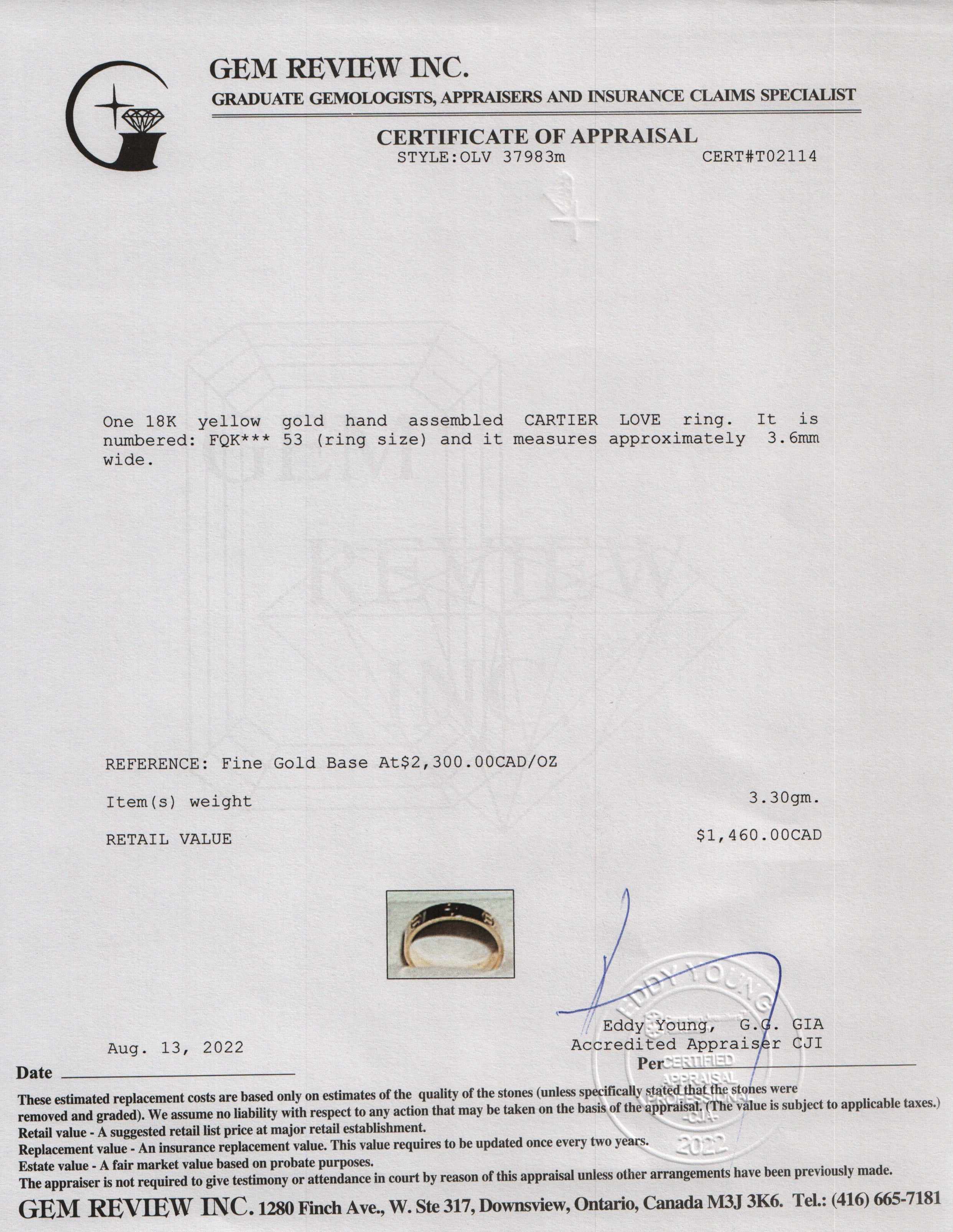 Cartier Love Wedding Band Ring w/ Box