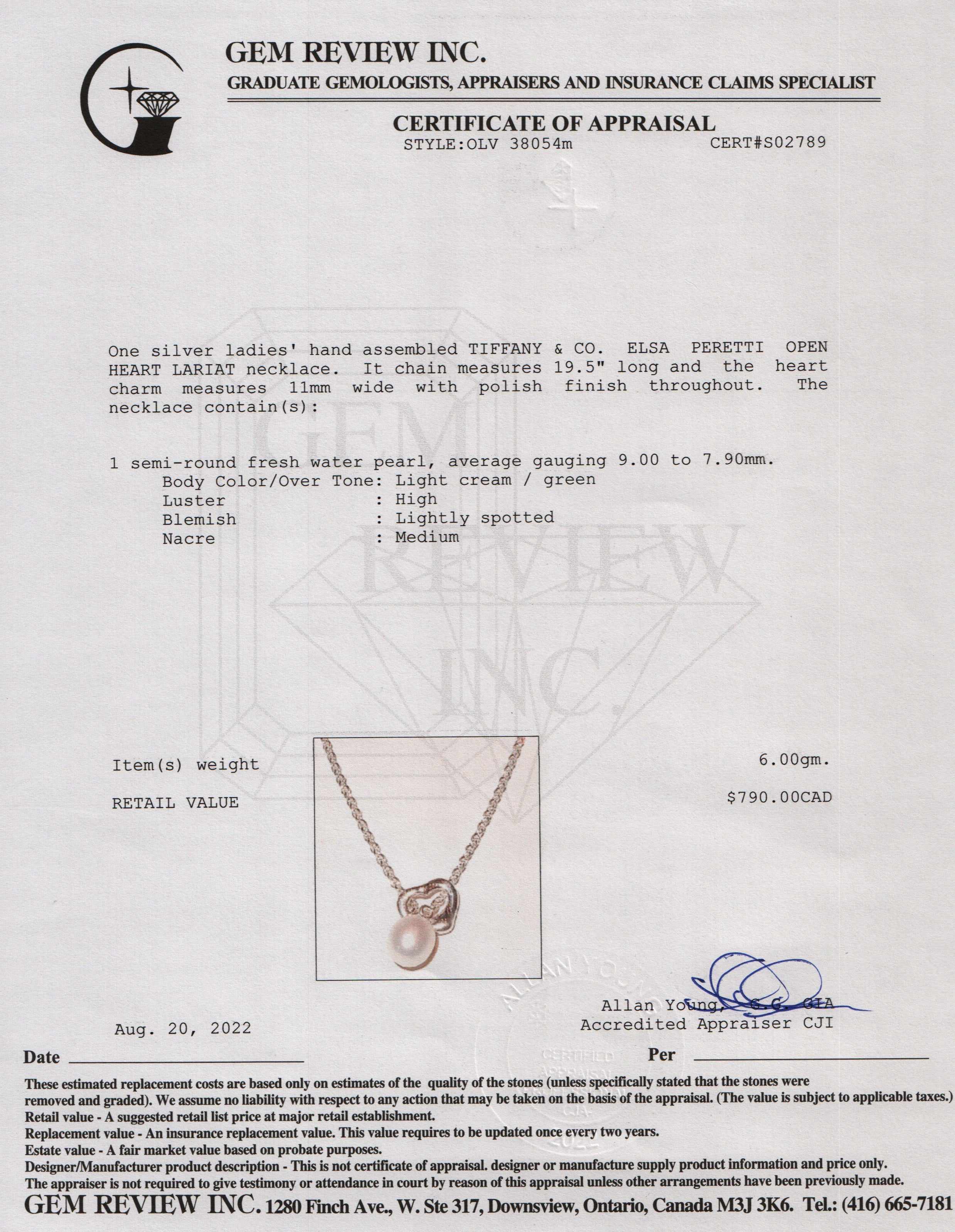Tiffany & Co. Elsa Peretti Open Heart Lariat