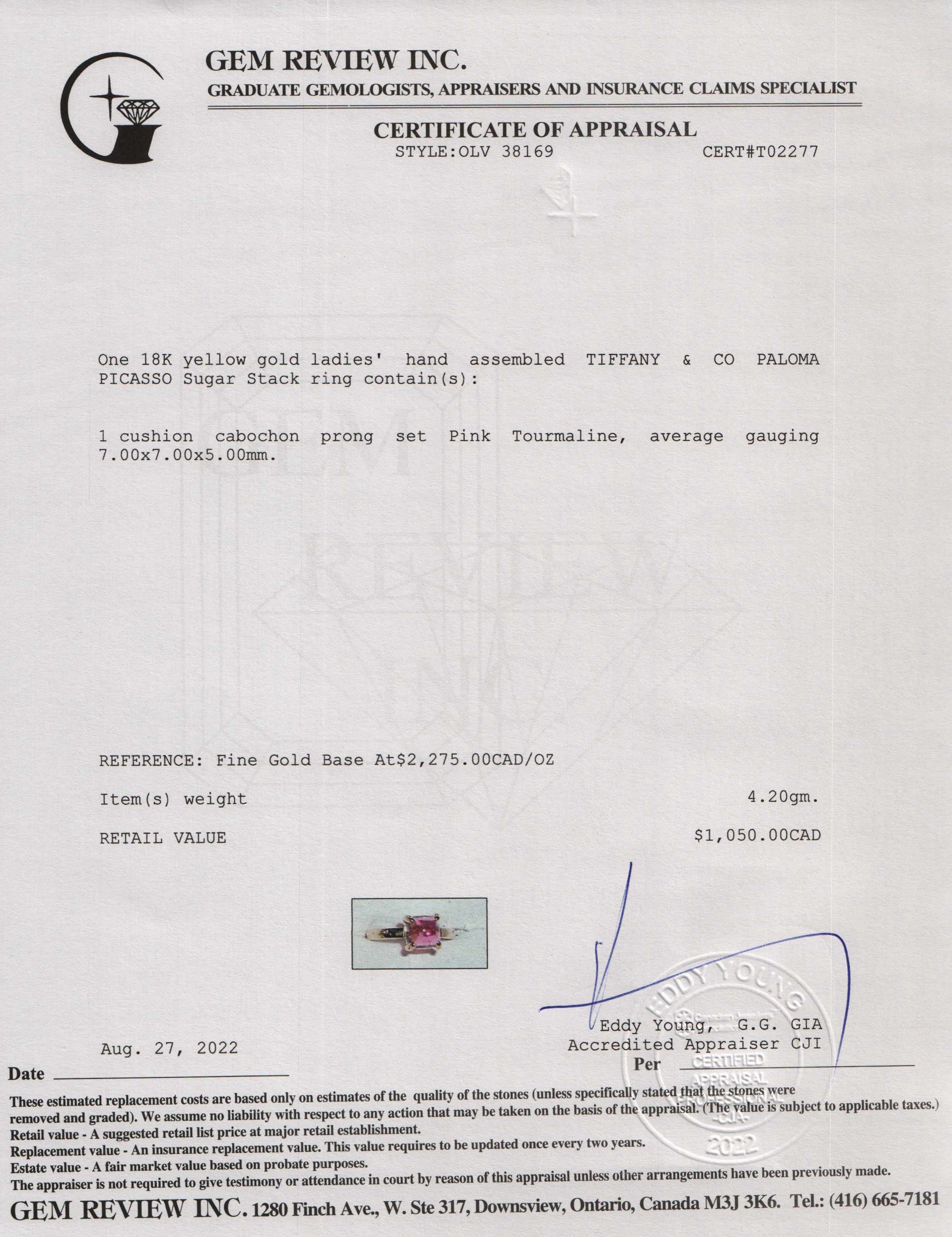 Tiffany & Co. Paloma Picasso 18k Gold Sugar Stacks Ring