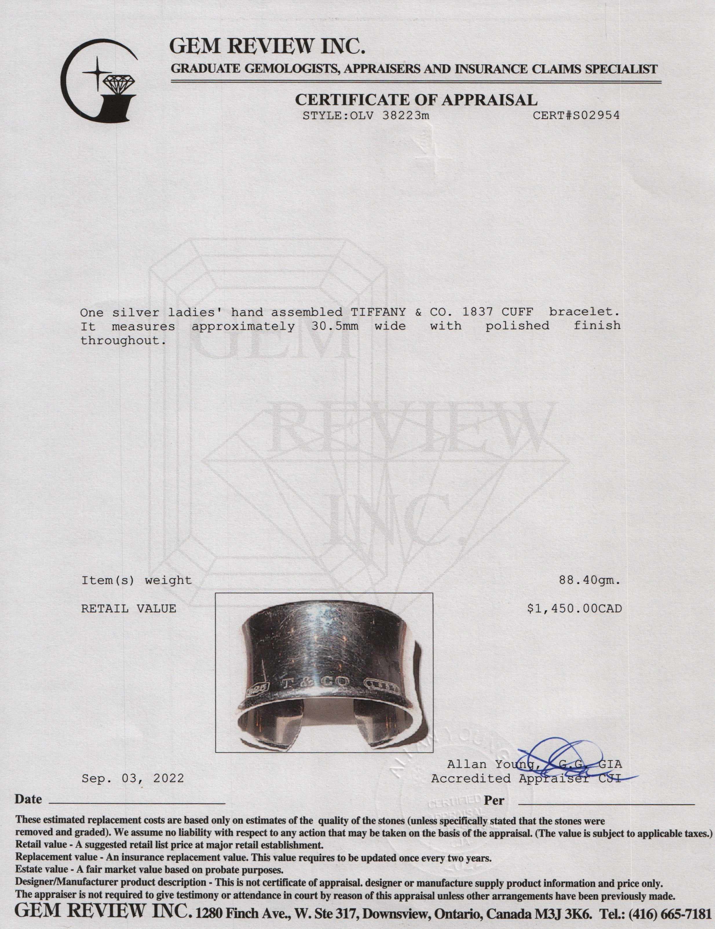 Tiffany & Co. 1837 Wide Cuff Bracelet
