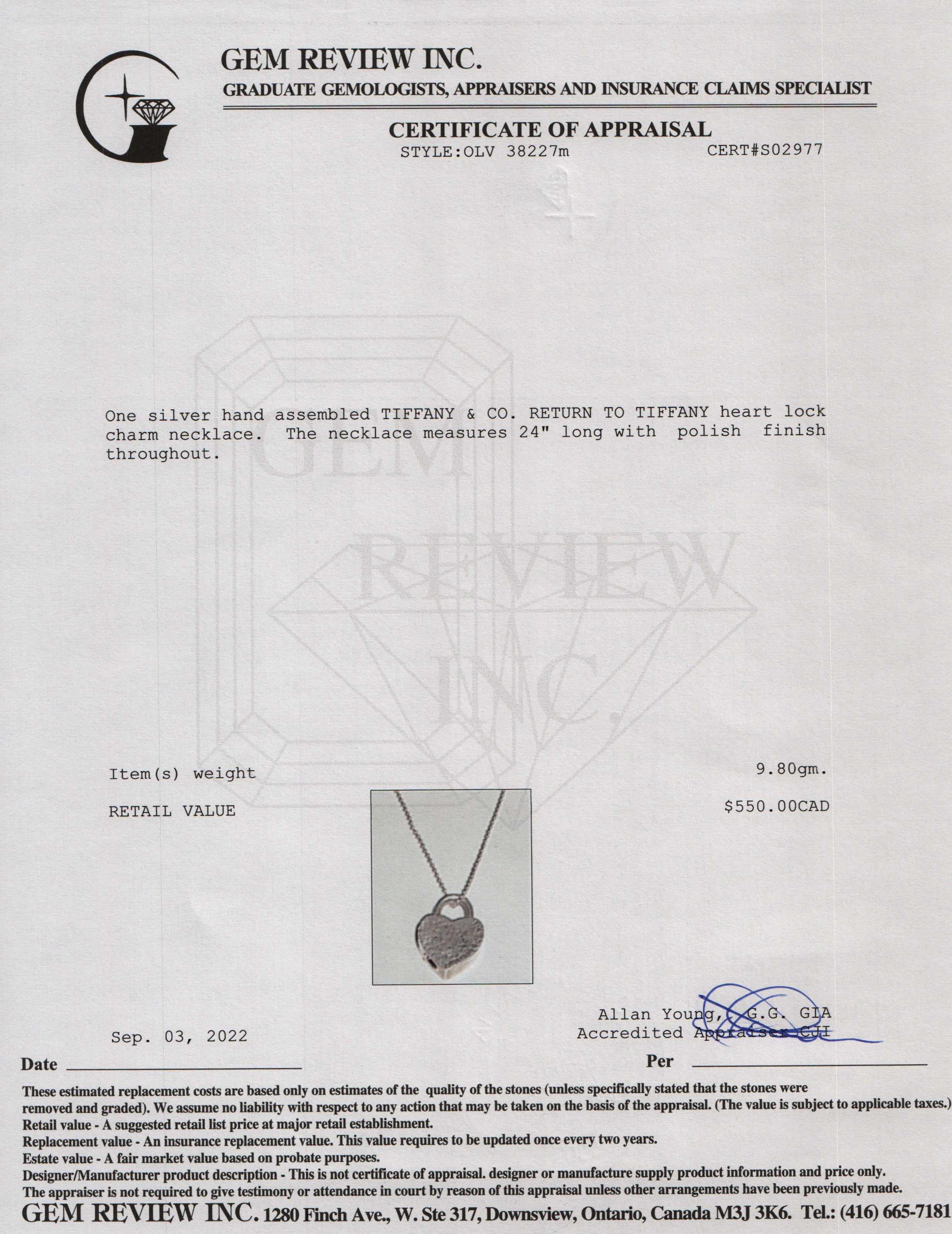 Tiffany & Co. Return To Tiffany Heart Lock Pendant Necklace