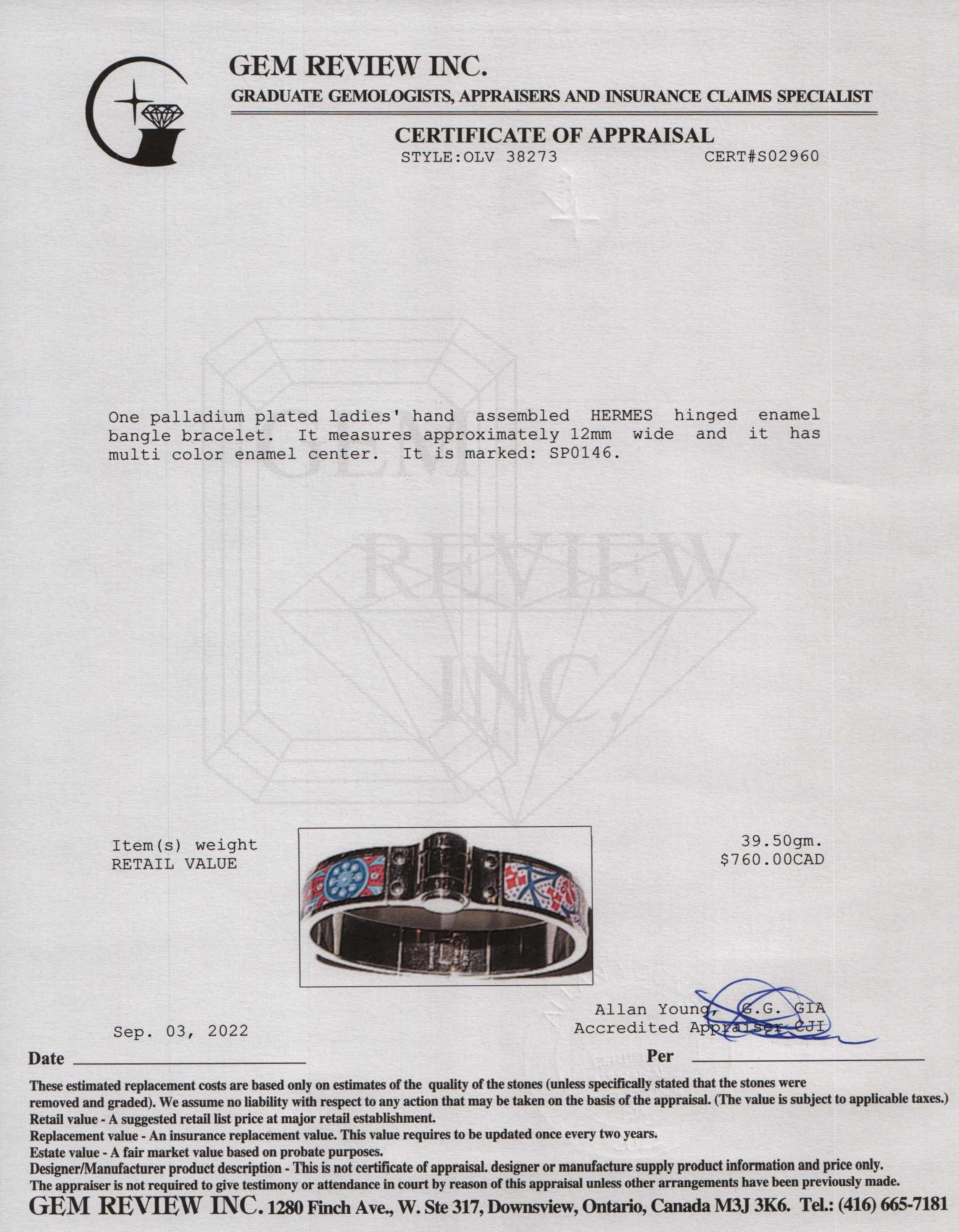 Hermes Hinged Enamel Bracelet