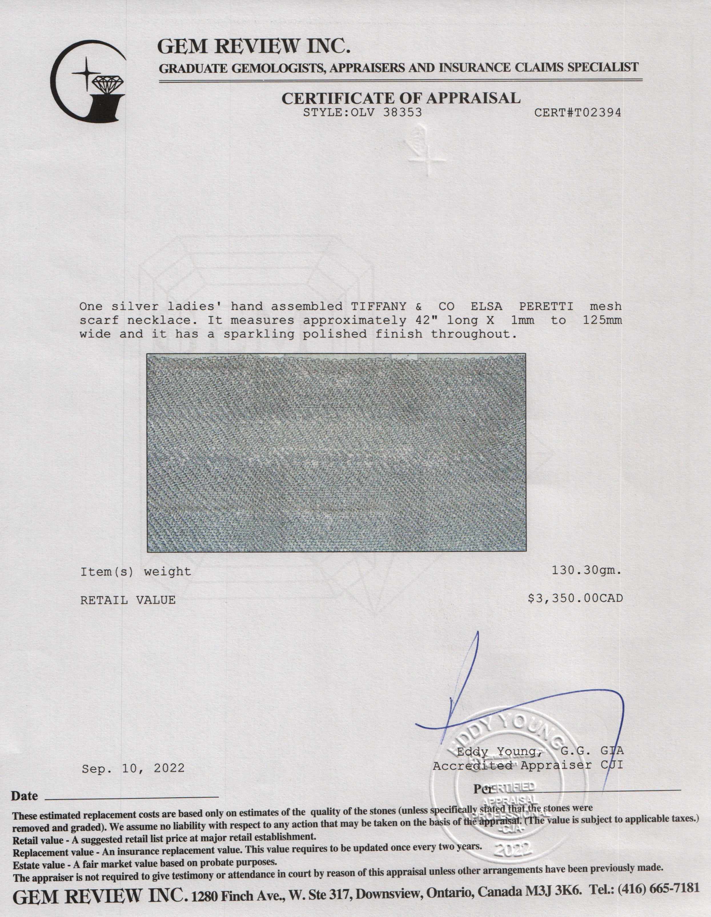 Tiffany & Co. Elsa Peretti Mesh Scarf Necklace