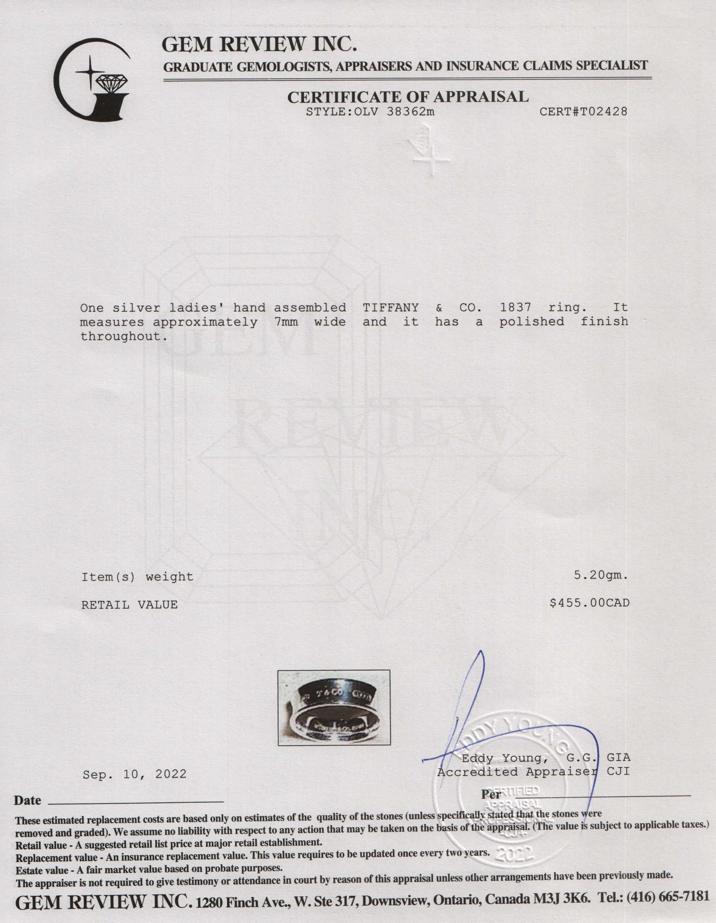 Tiffany & Co. 1837 Ring