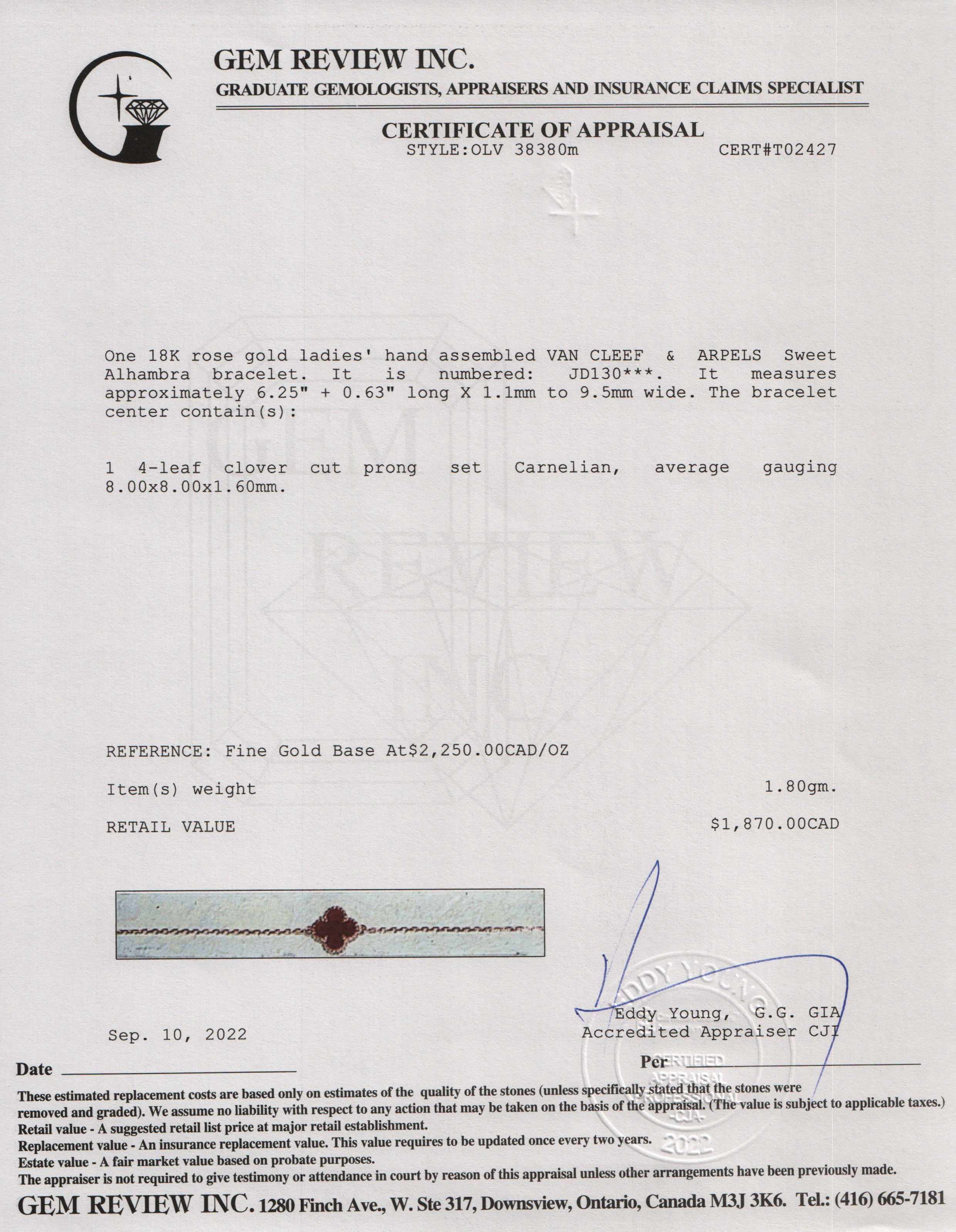 Van Cleef & Arpels Sweet Alhambra Carnelian Bracelet