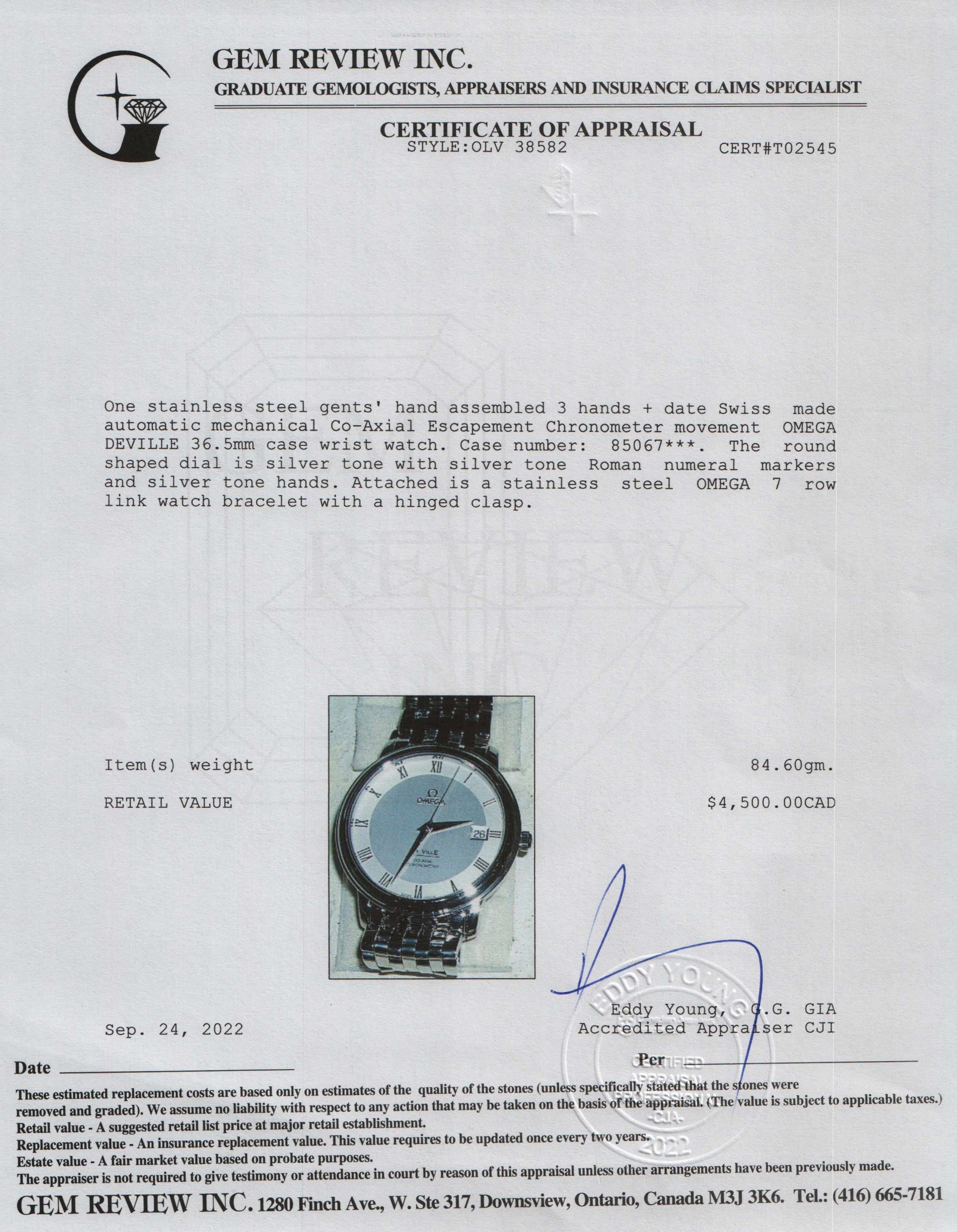 Omega De Ville Prestige Watch