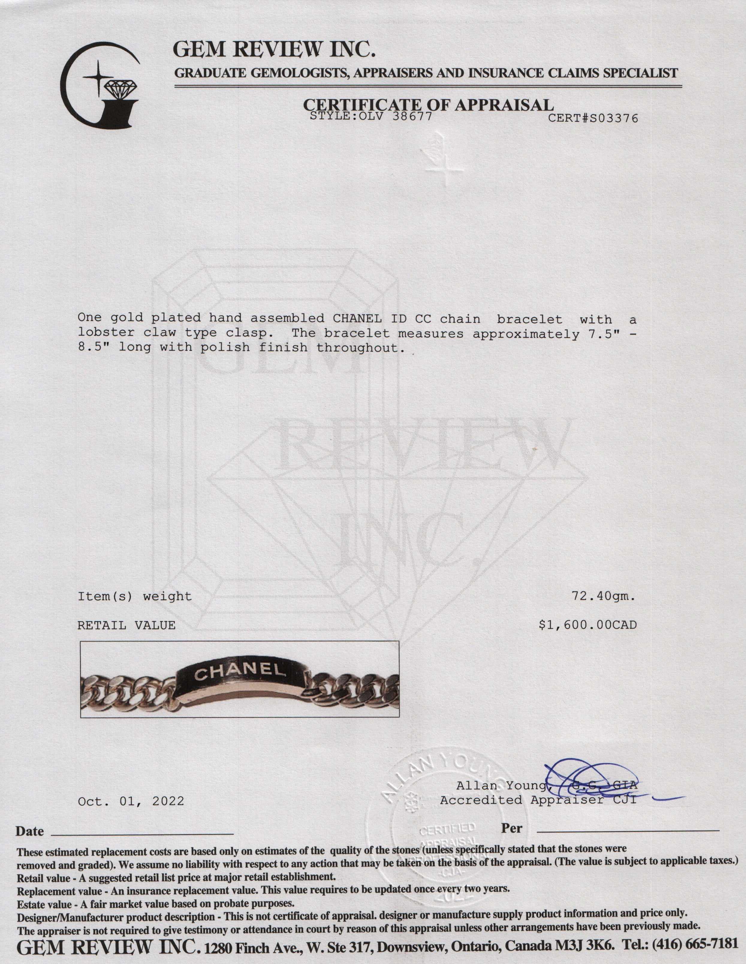 Chanel Chain ID CC Bracelet