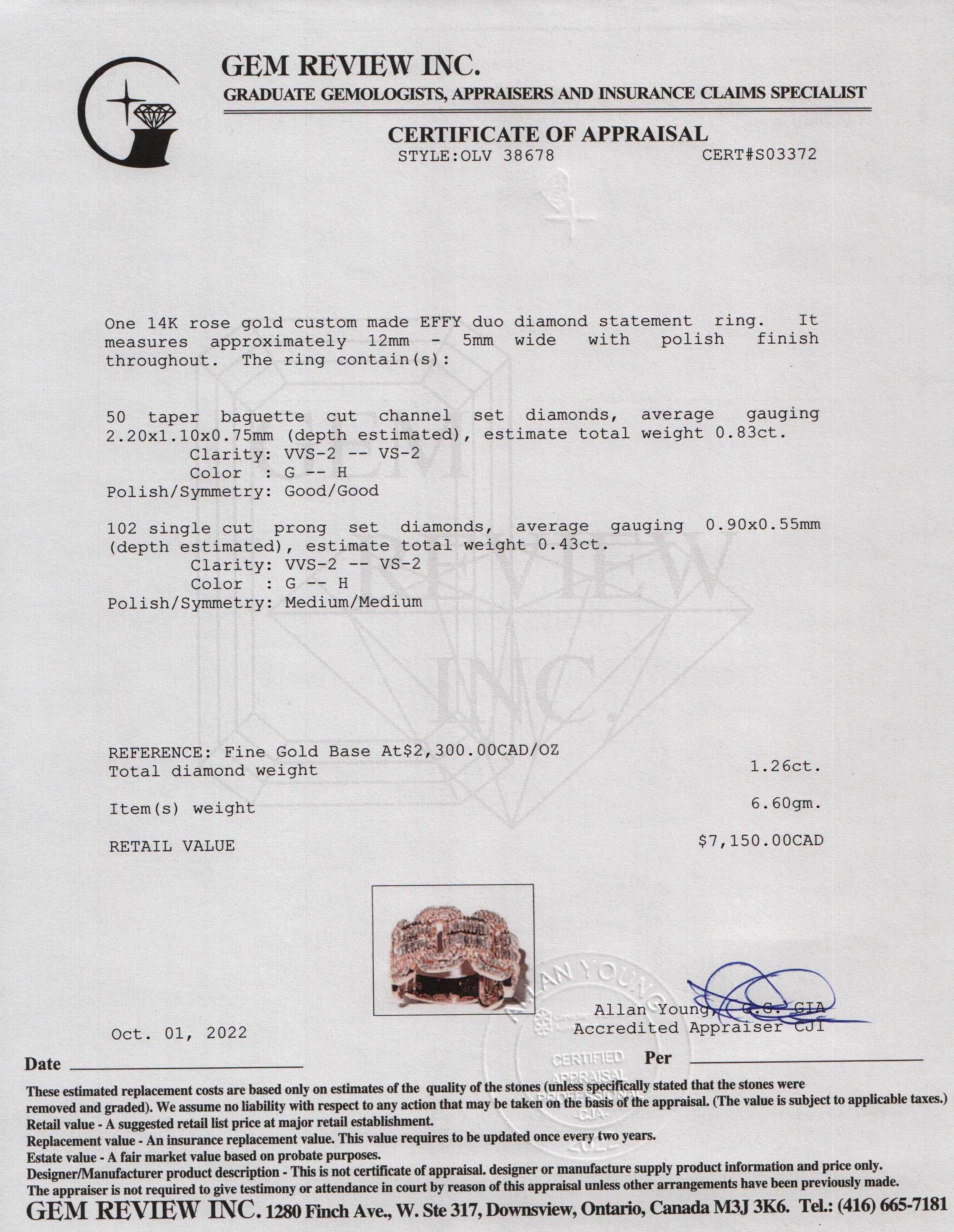 EFFY 14k Rose Gold Duo Diamond Statement Ring