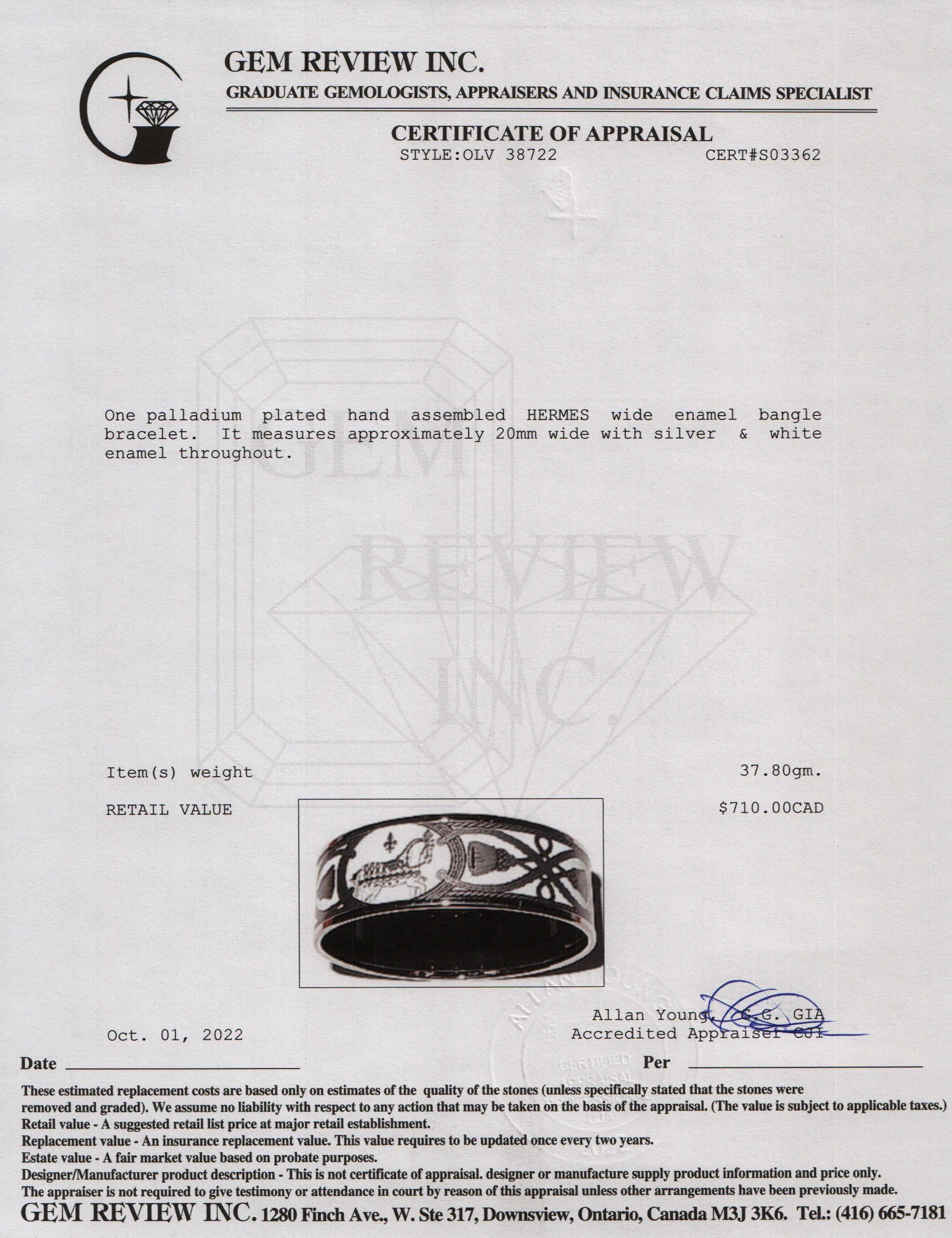 Hermes Wide Enamel Bangle Bracelet