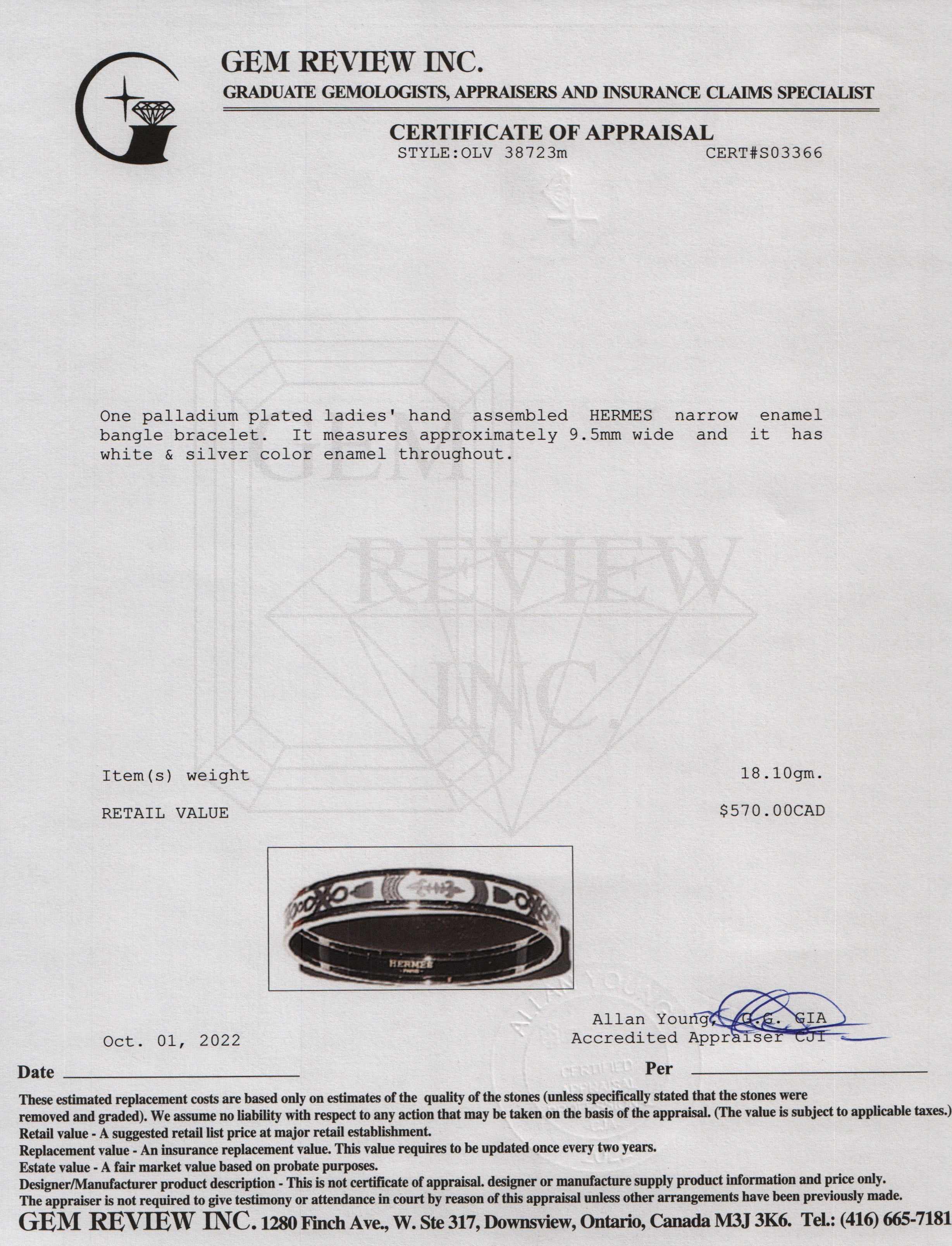 Hermes Narrow Enamel Bangle