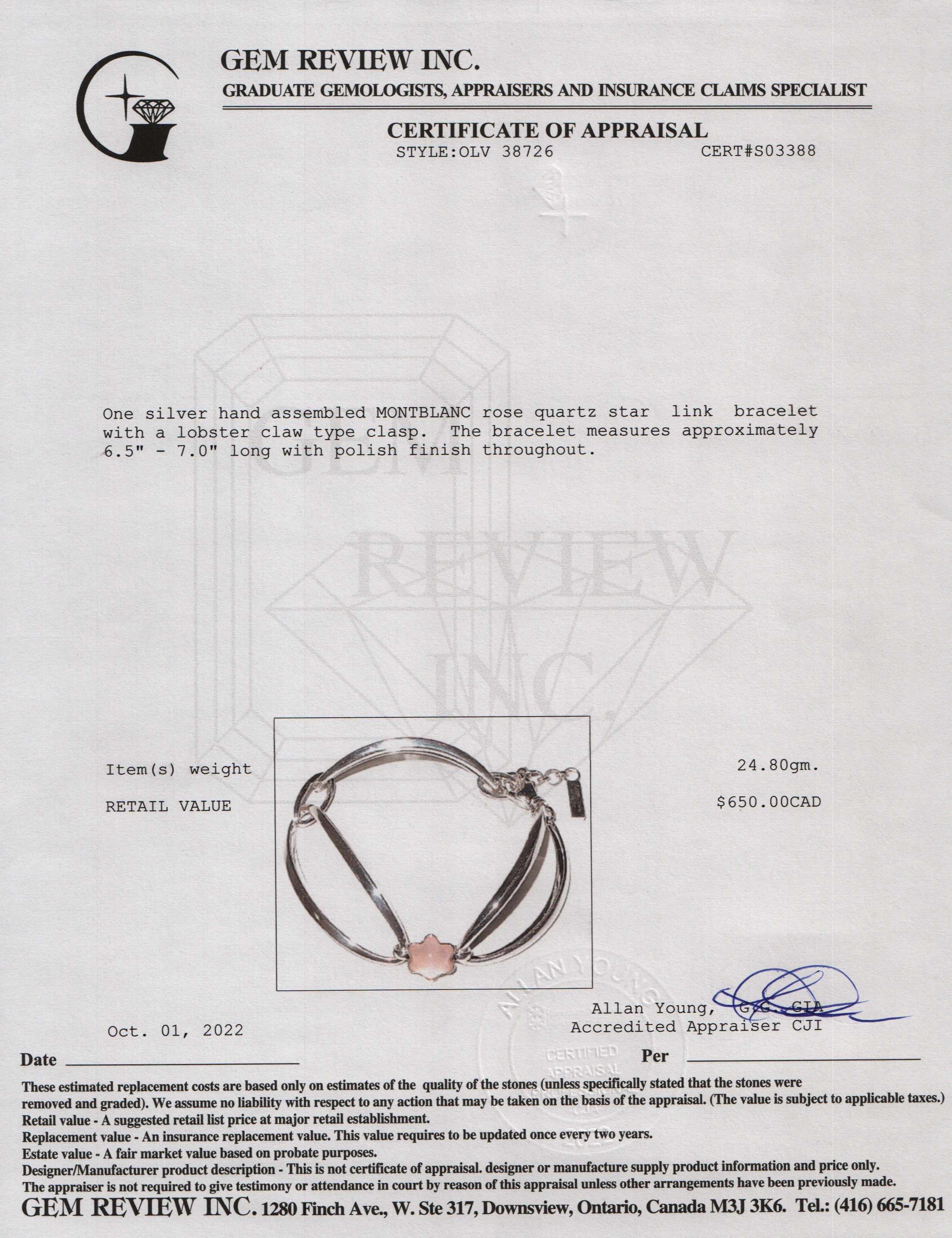 Montblanc Cabochon de Montblanc Rose Quartz Star Link Bracelet