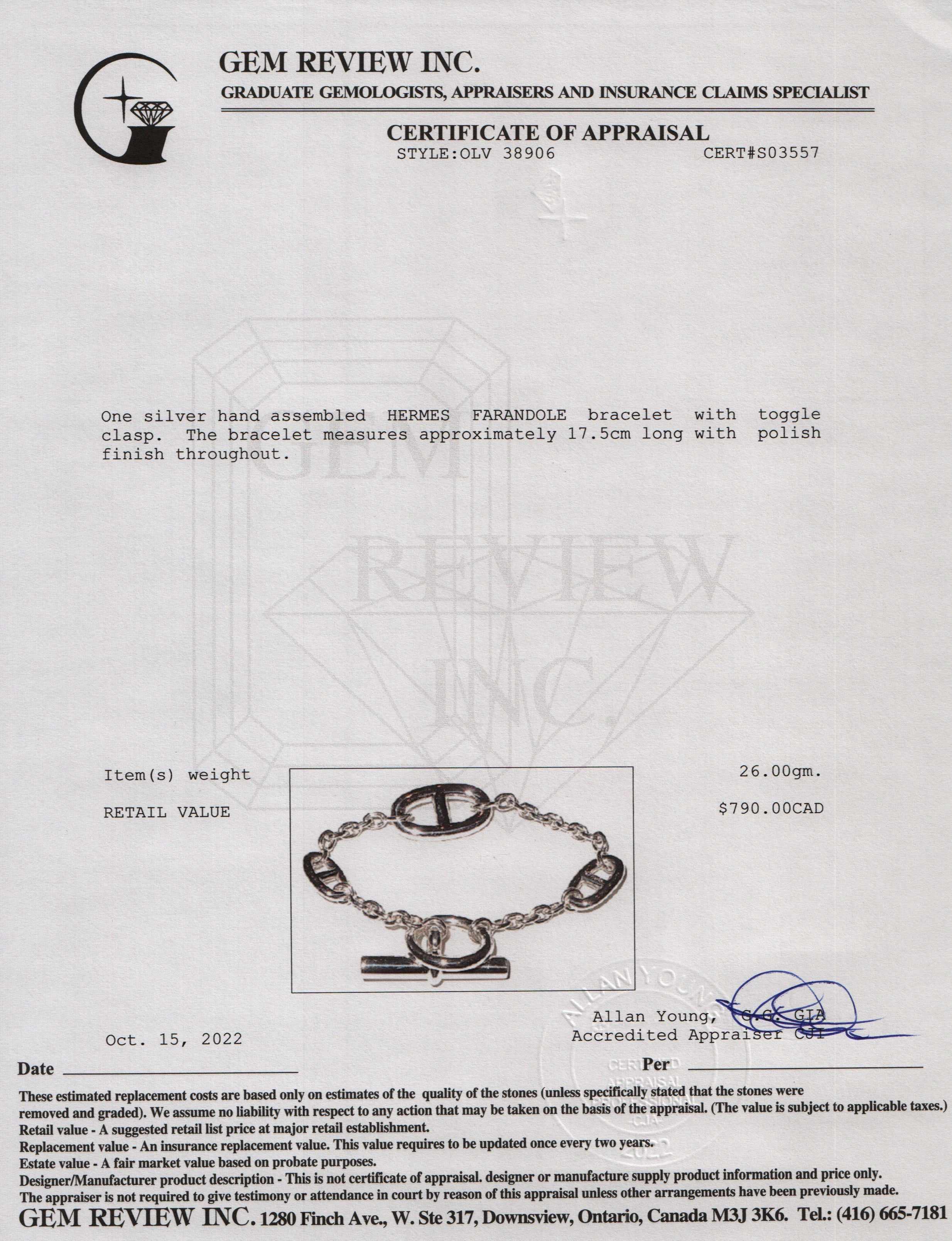Hermes Sterling Silver Farandole Bracelet