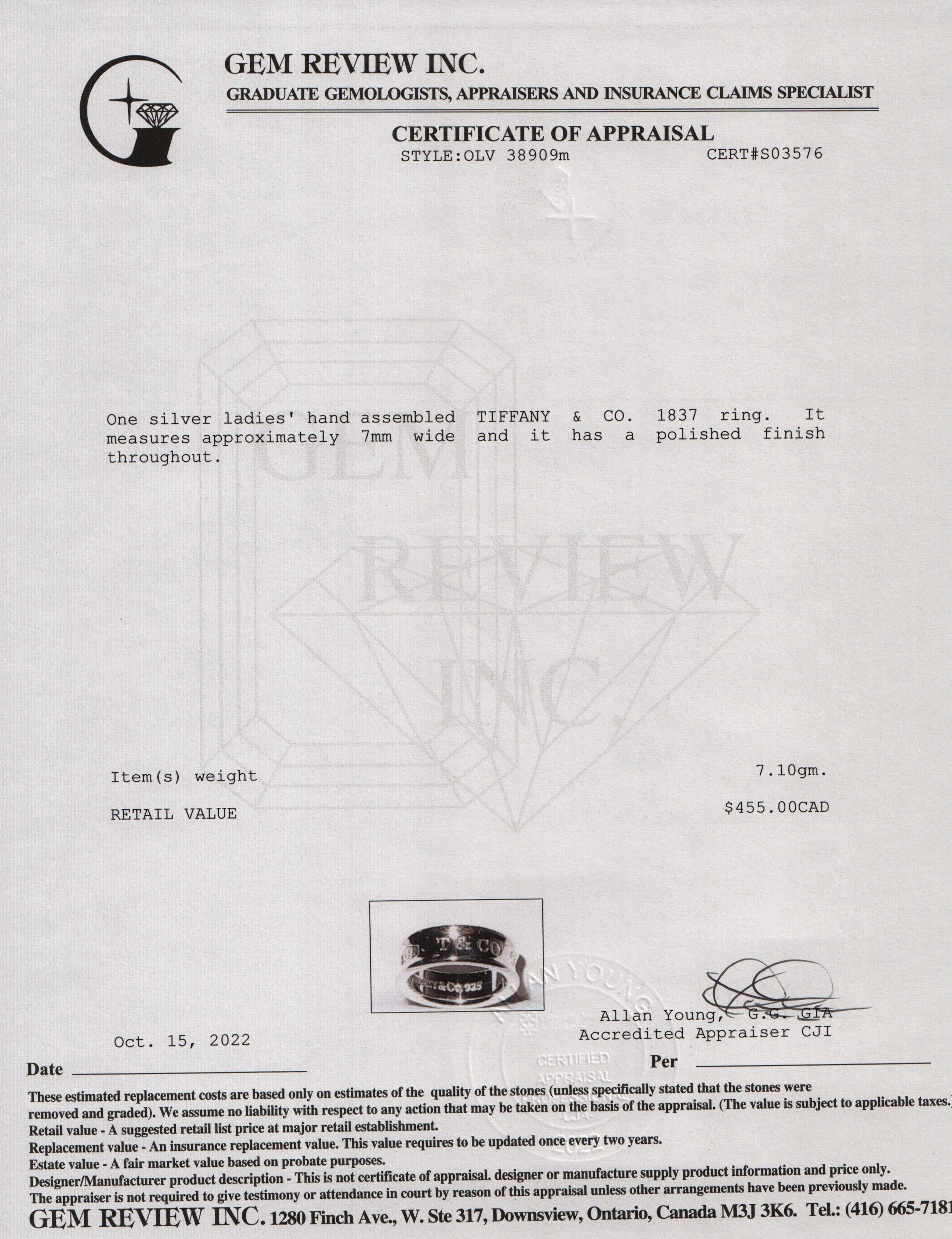 Tiffany & Co. 1837 Ring