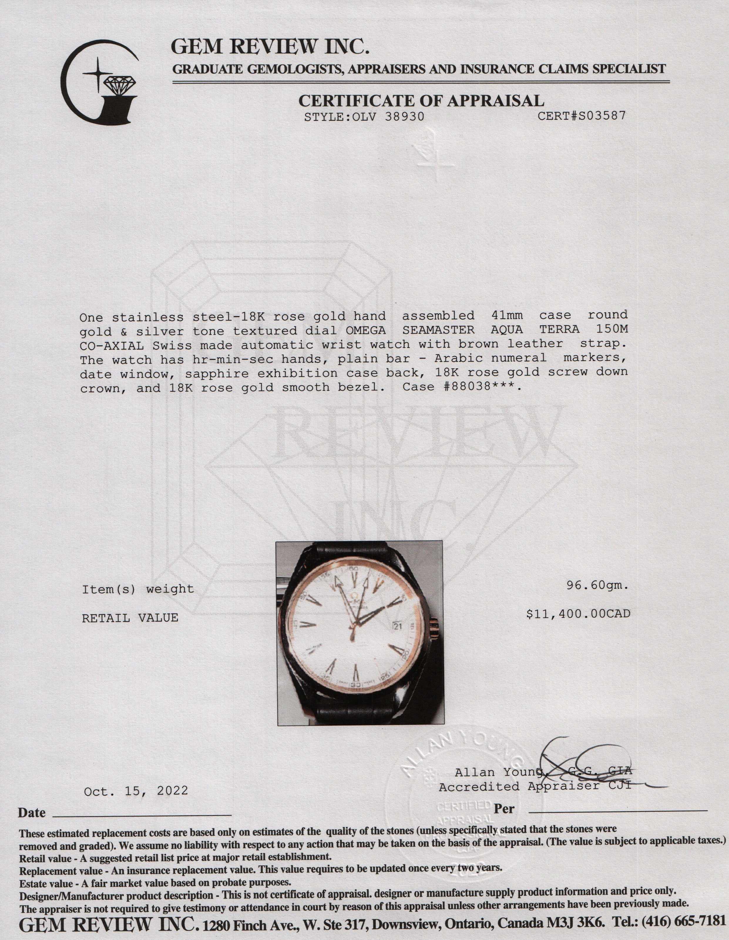 Omega Seamaster Aqua Terra 150M Co-Axial Master Chronometer Watch, 41 mm