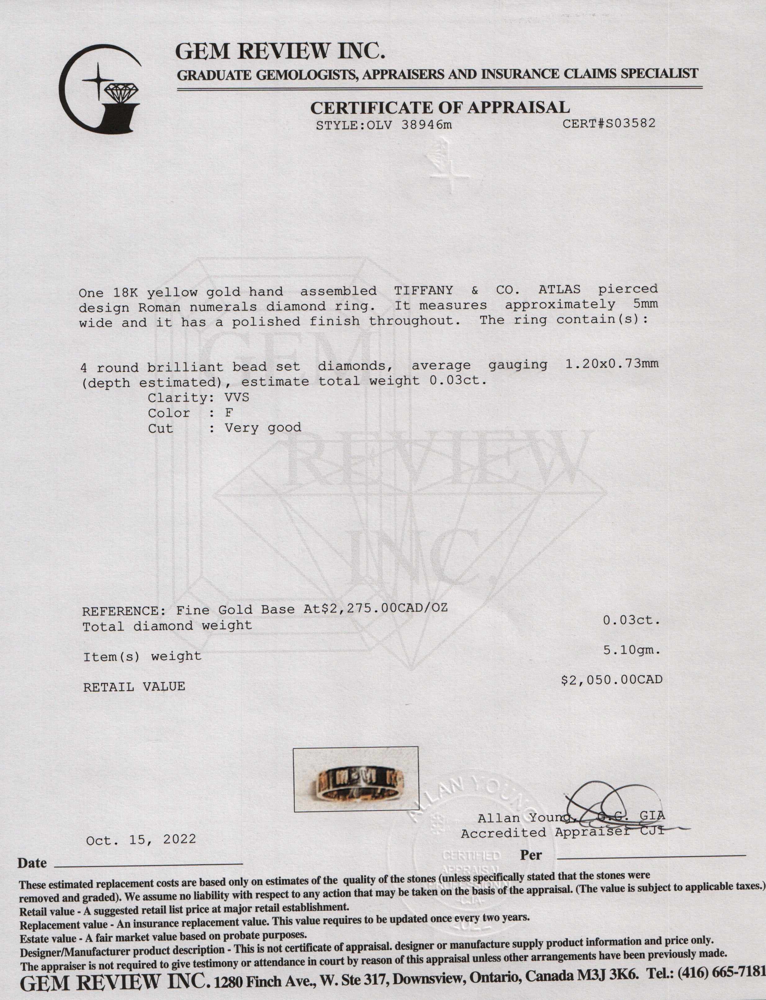 Tiffany & Co. 18k Gold Atlas Pierced Ring with Diamonds