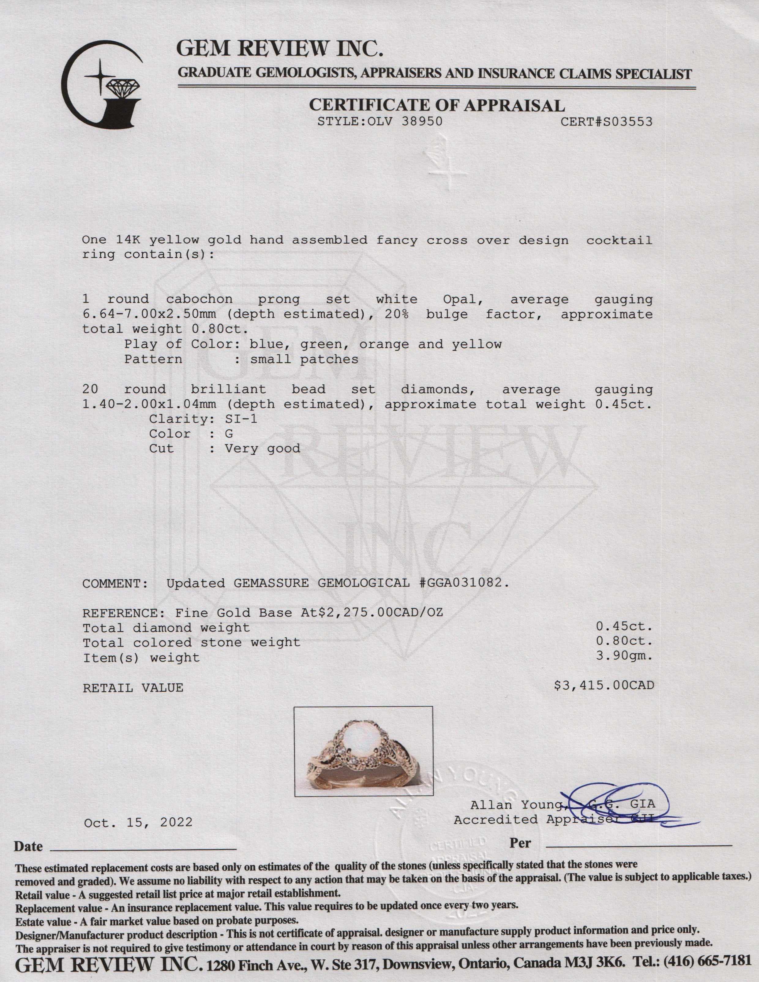 Opal and Diamond Cocktail Ring