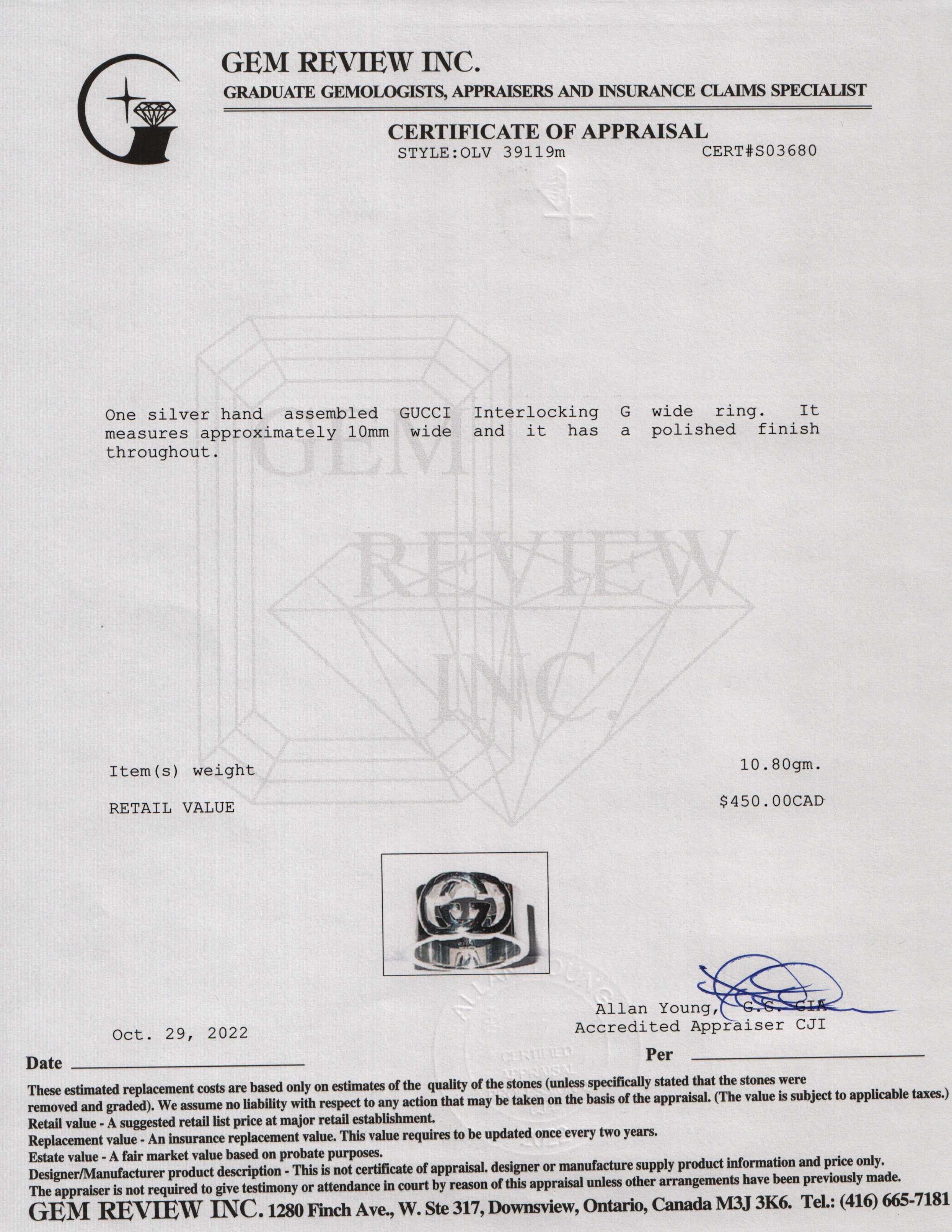 Gucci Interlocking G Wide Ring