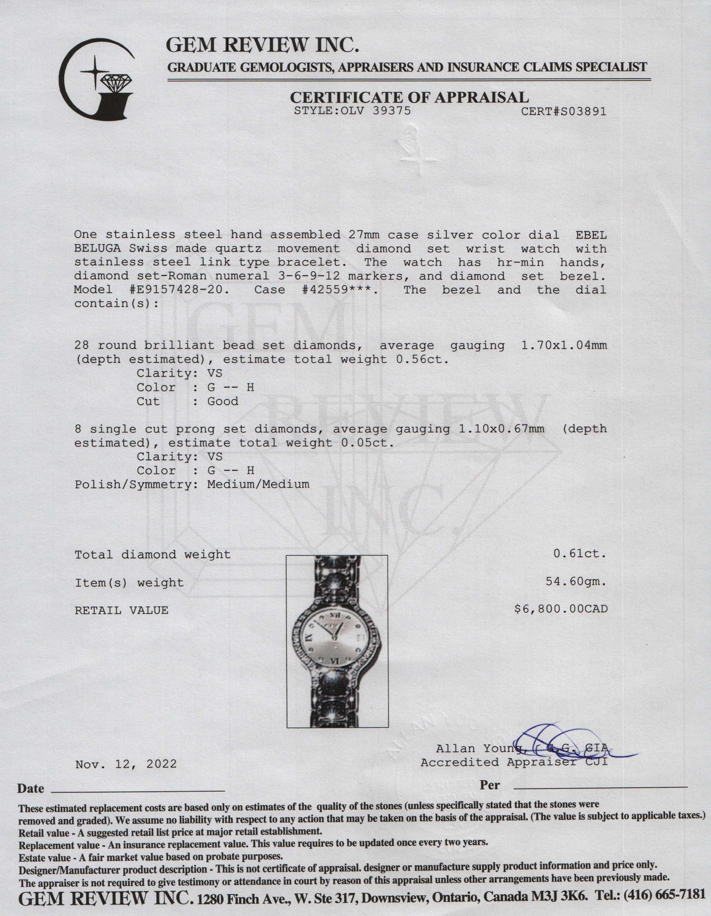 Ebel Beluga Diamond Watch