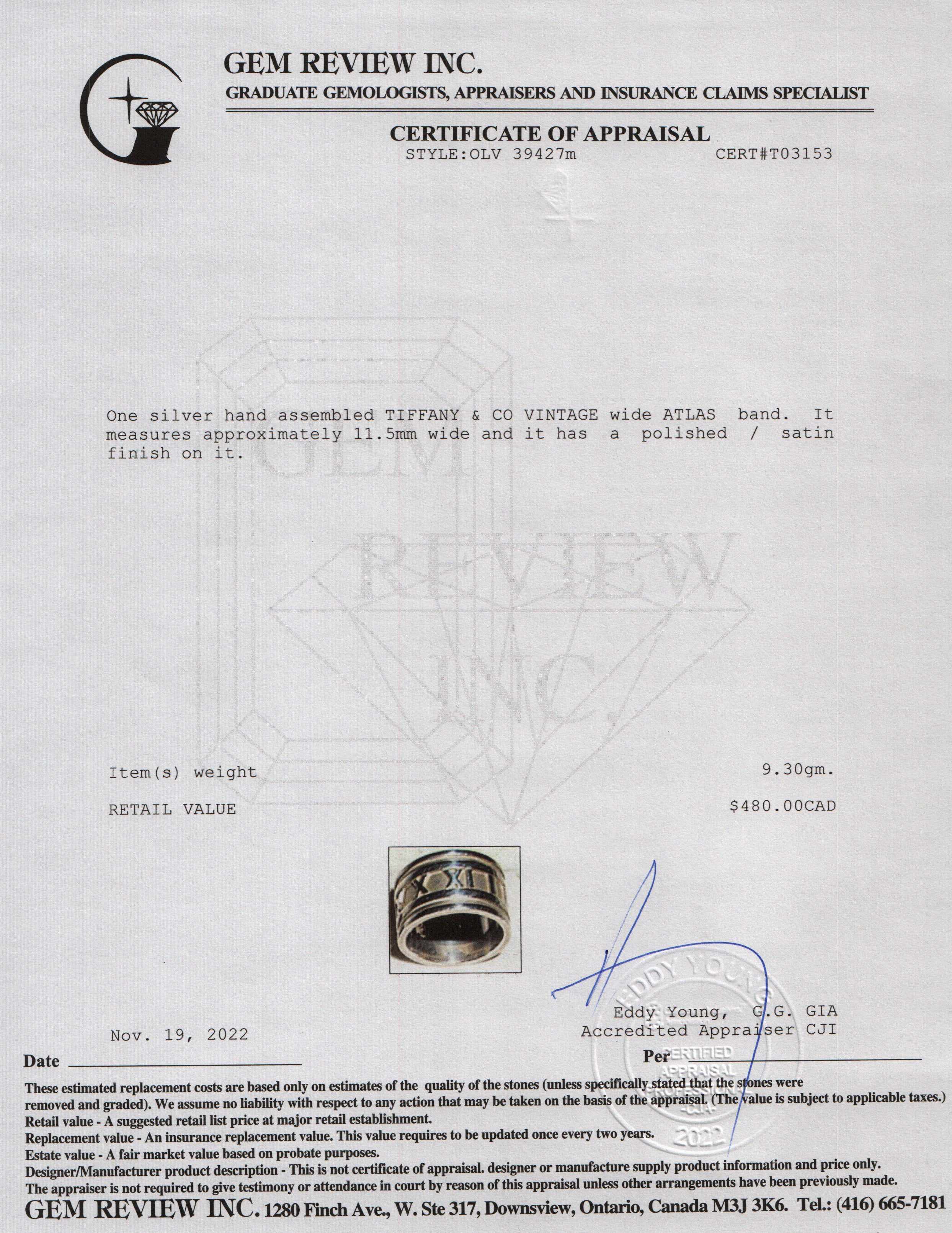 Tiffany & Co. Vintage Atlas Wide Band Ring