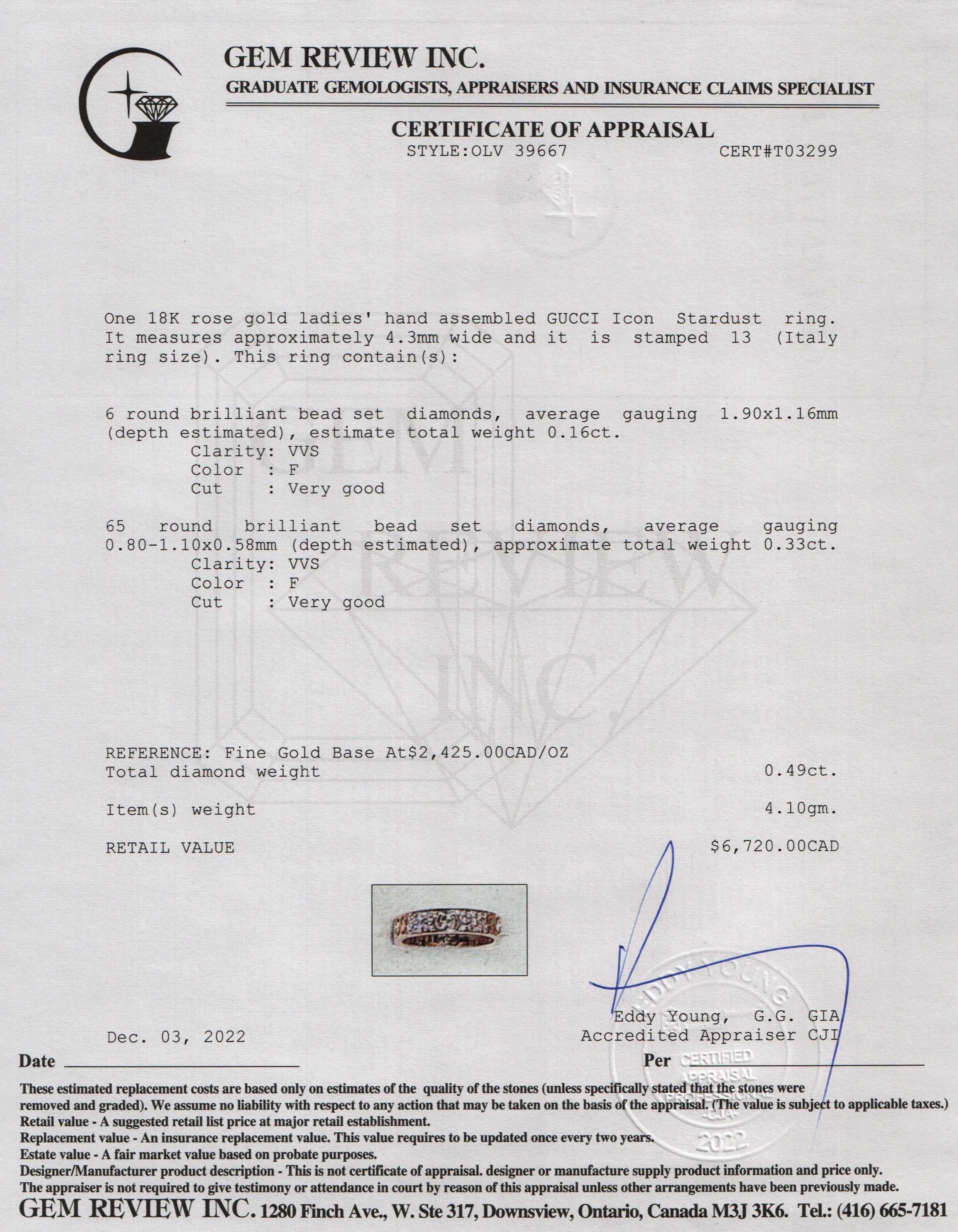 Gucci 18k Rose Gold & Pave Diamond Icon Stardust Ring