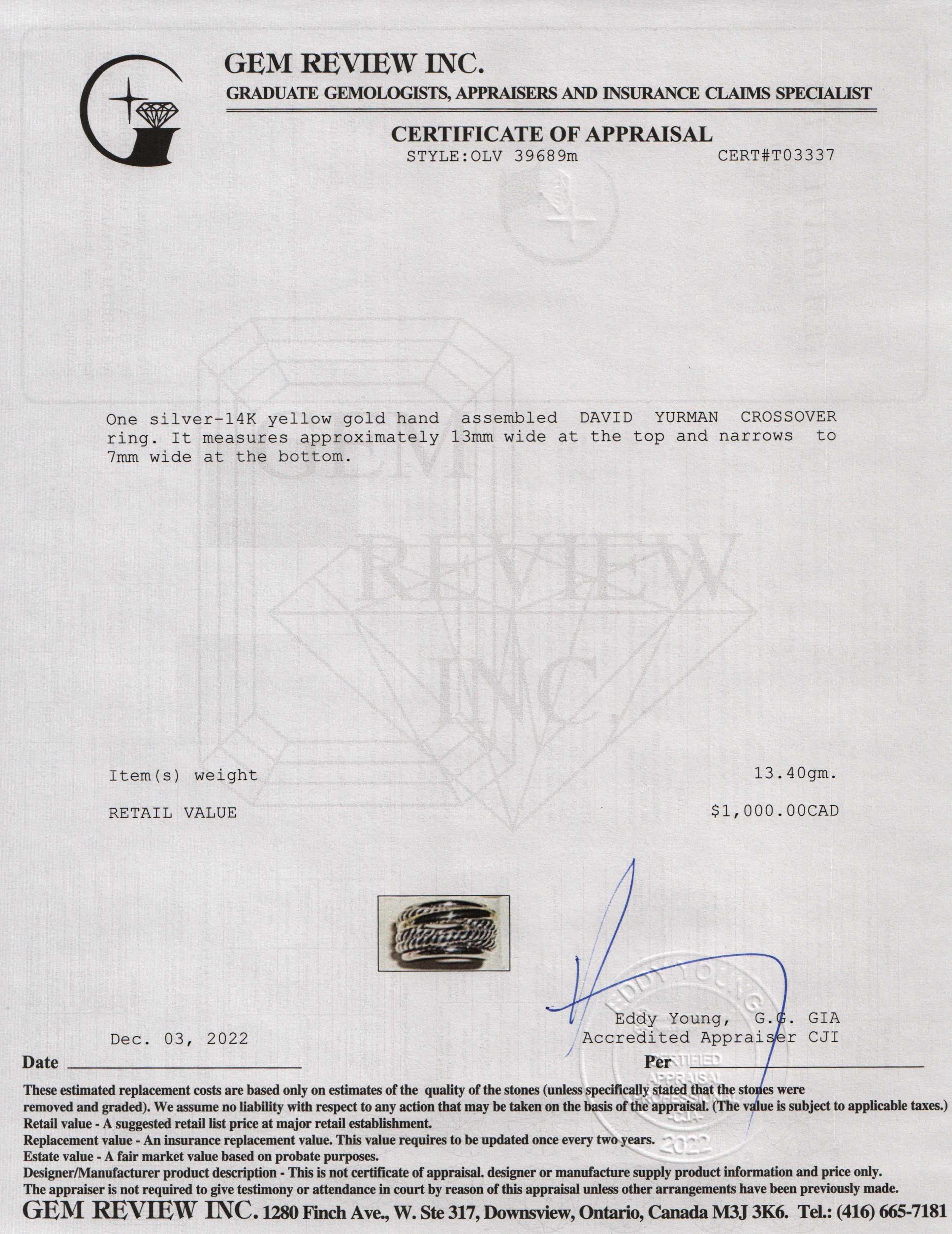 David Yurman Two-Tone Crossover Ring