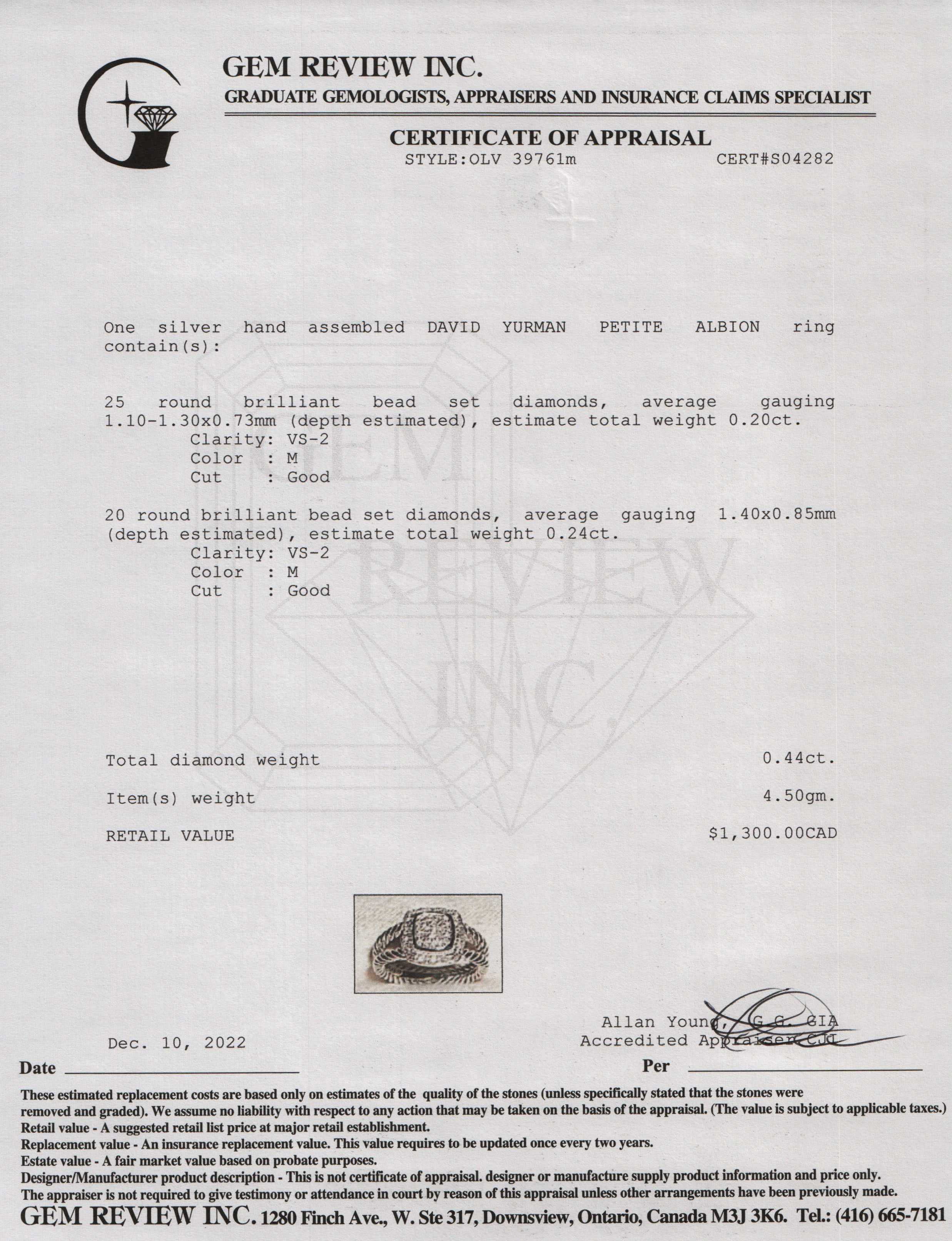 David Yurman Pave Diamond Petite Albion Ring