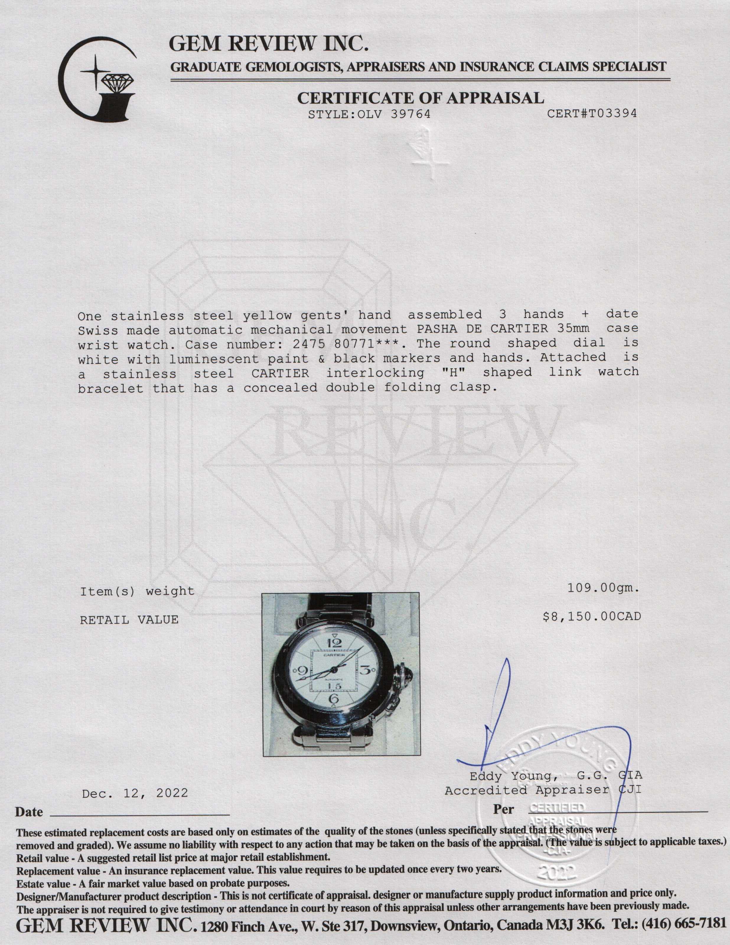 Cartier Pasha C de Cartier Automatic Watch