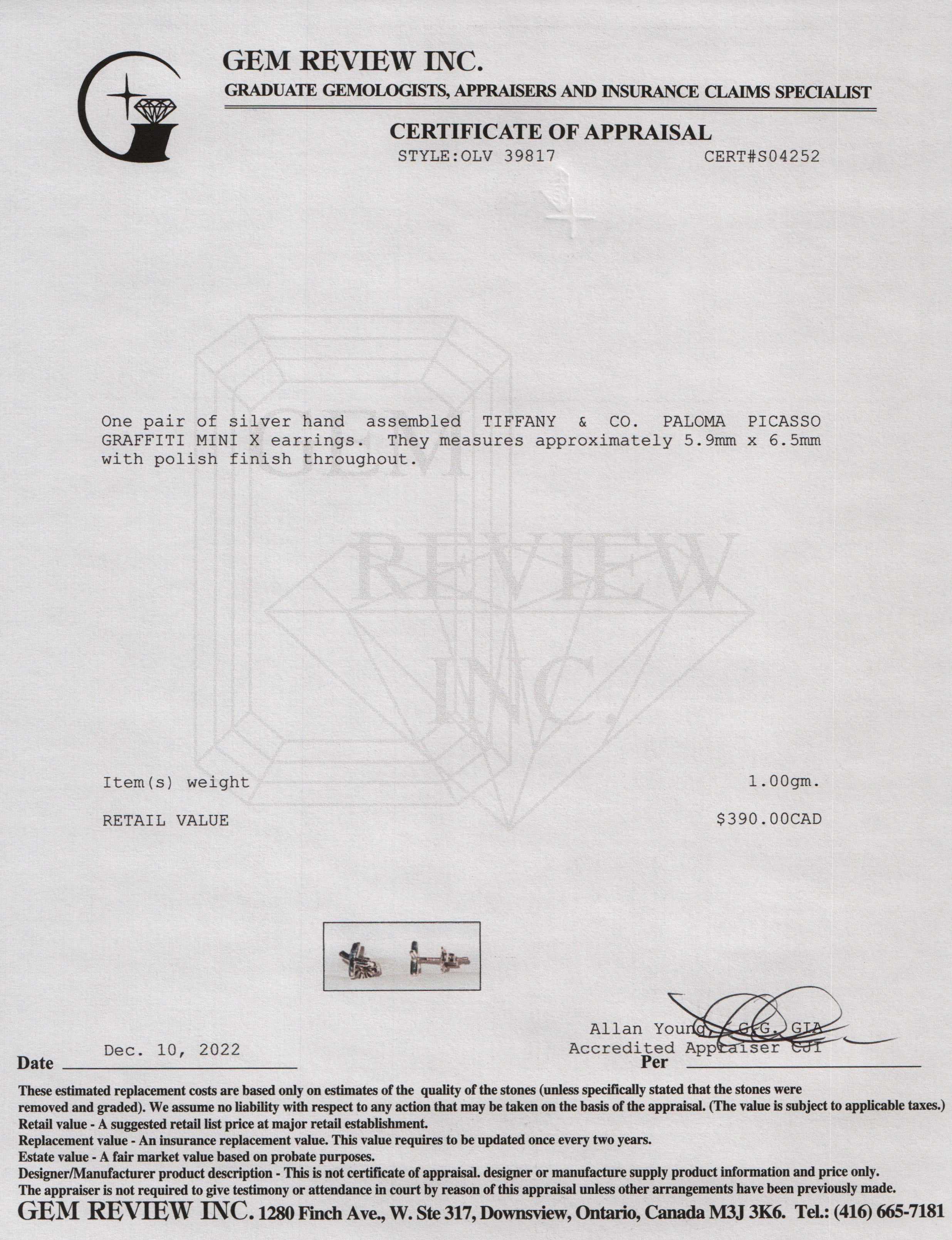 Tiffany & Co. Paloma Picasso Graffiti Mini X Earrings