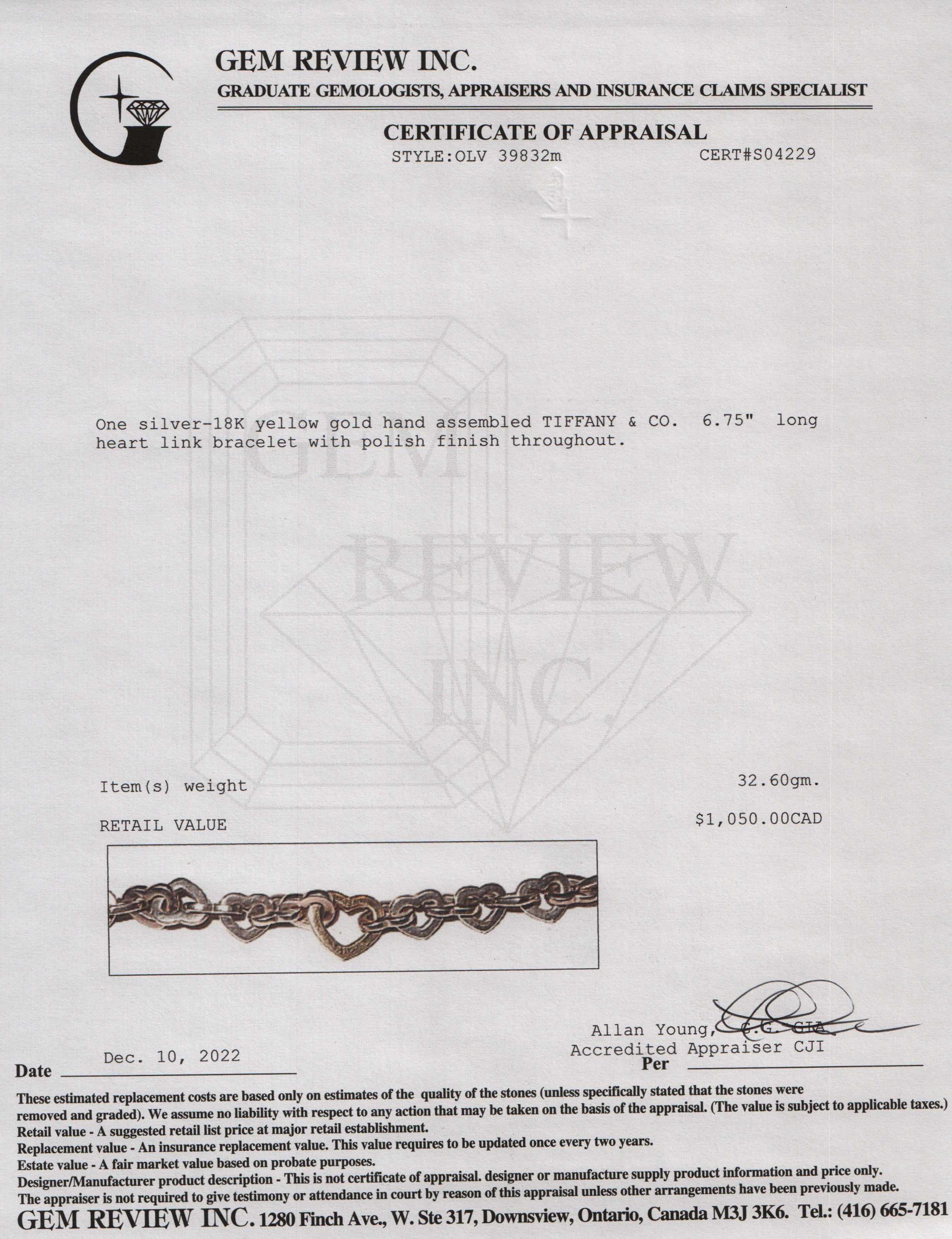 Tiffany & Co. Two-Tone Heart Link Bracelet