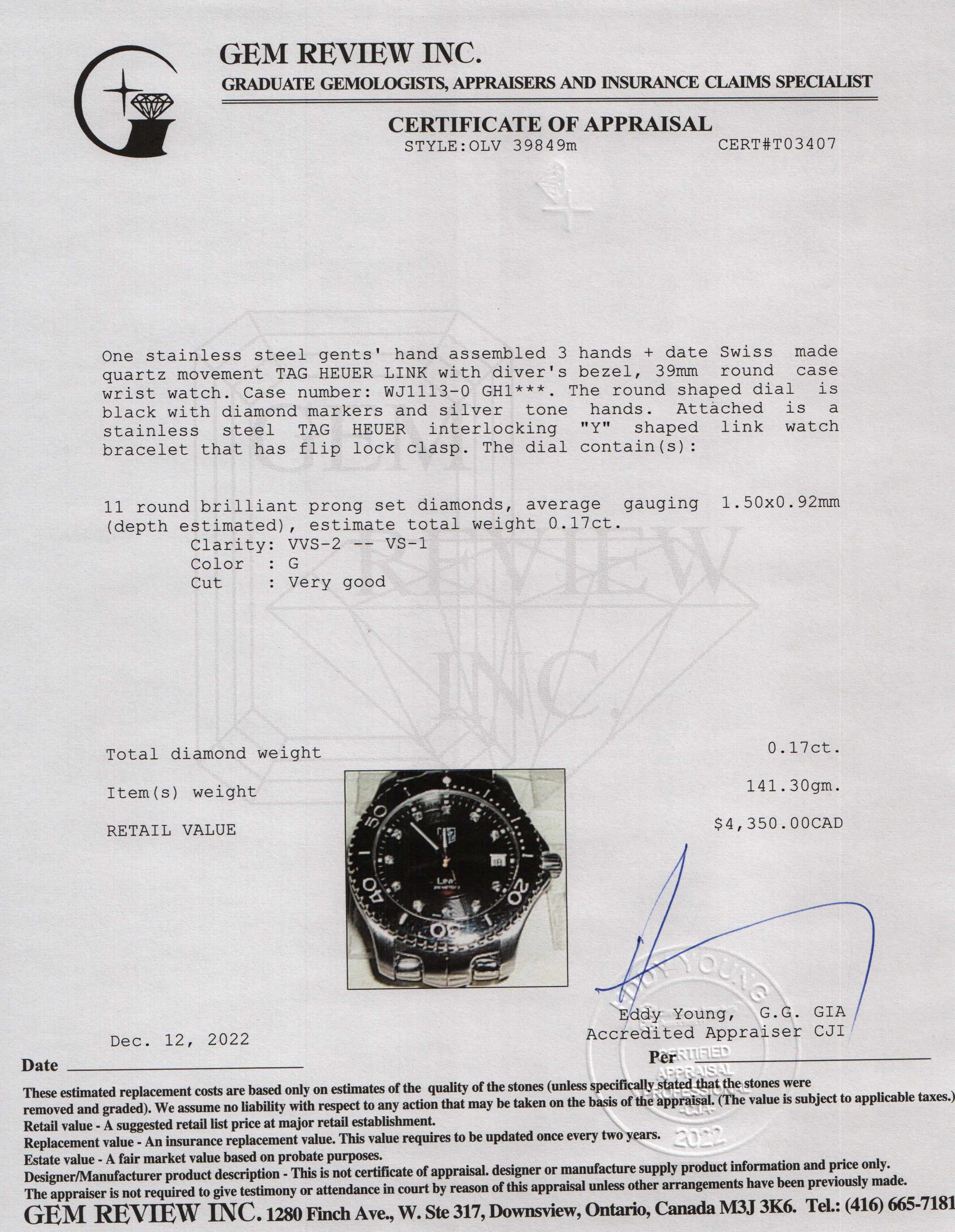 Tag Heuer Link Watch w/ Box