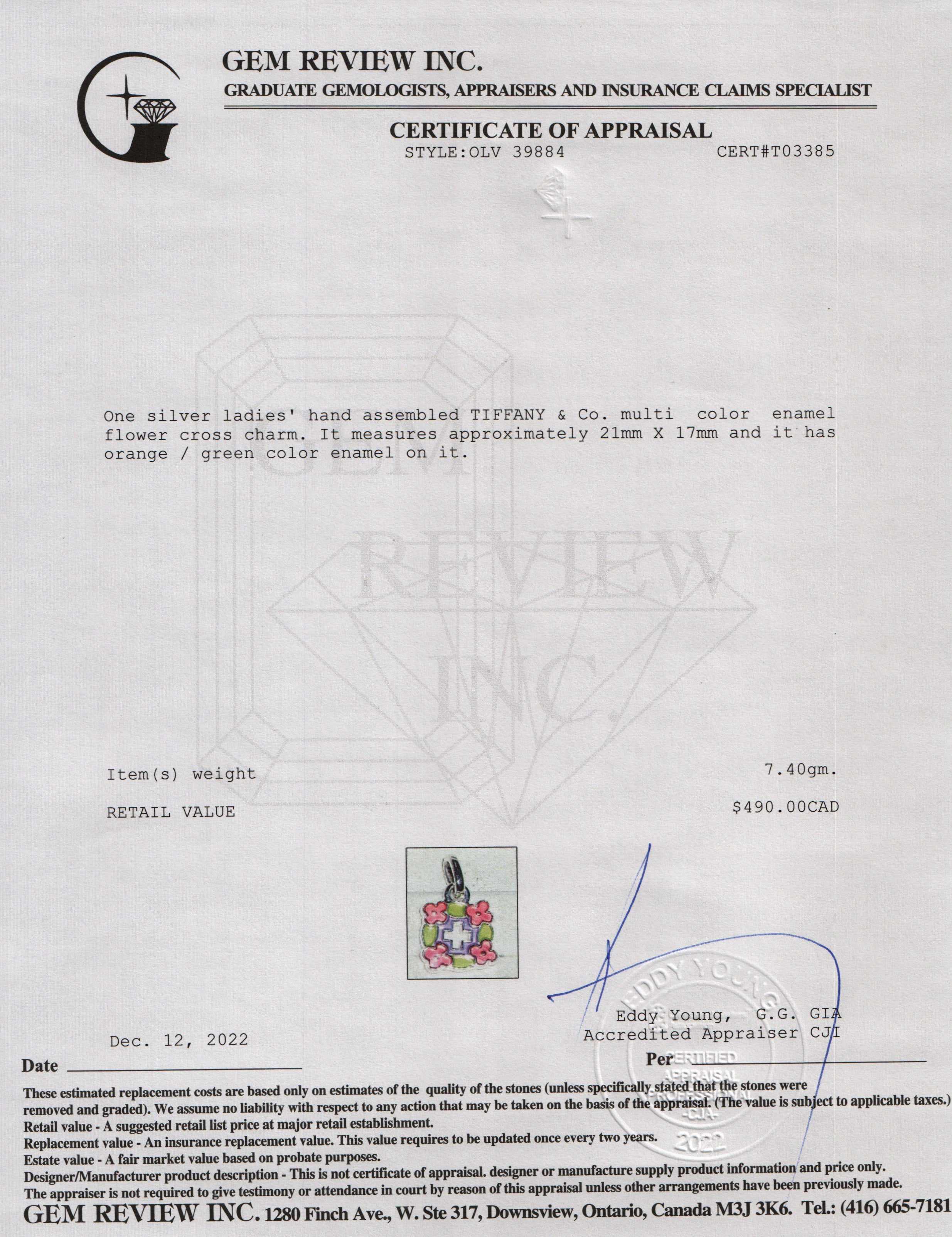 Tiffany & Co. Multicolor Enamel Flower Cross Charm