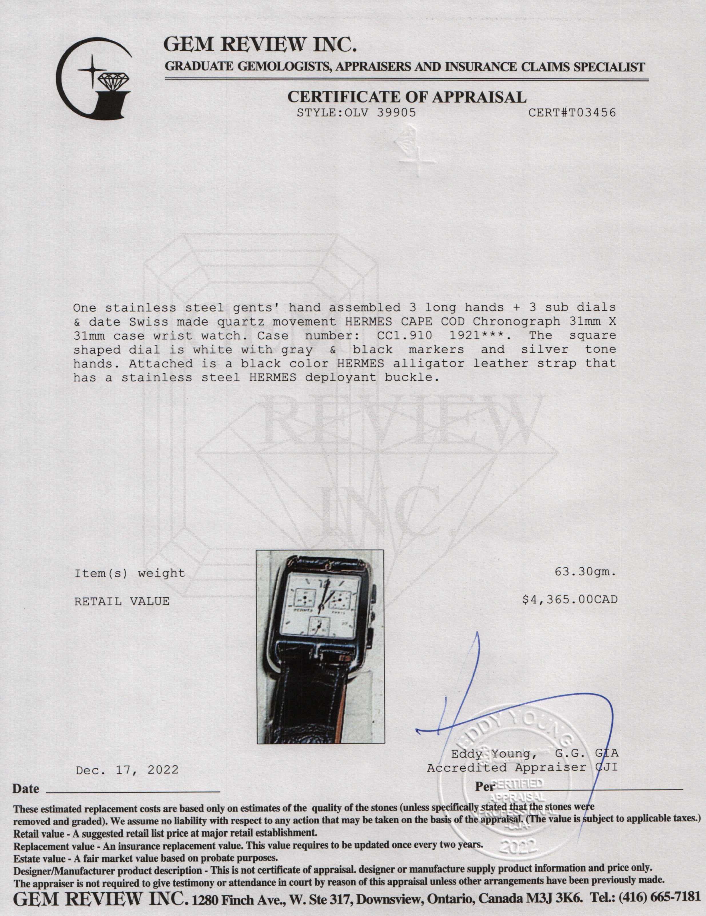 Hermes Cape Cod Watch