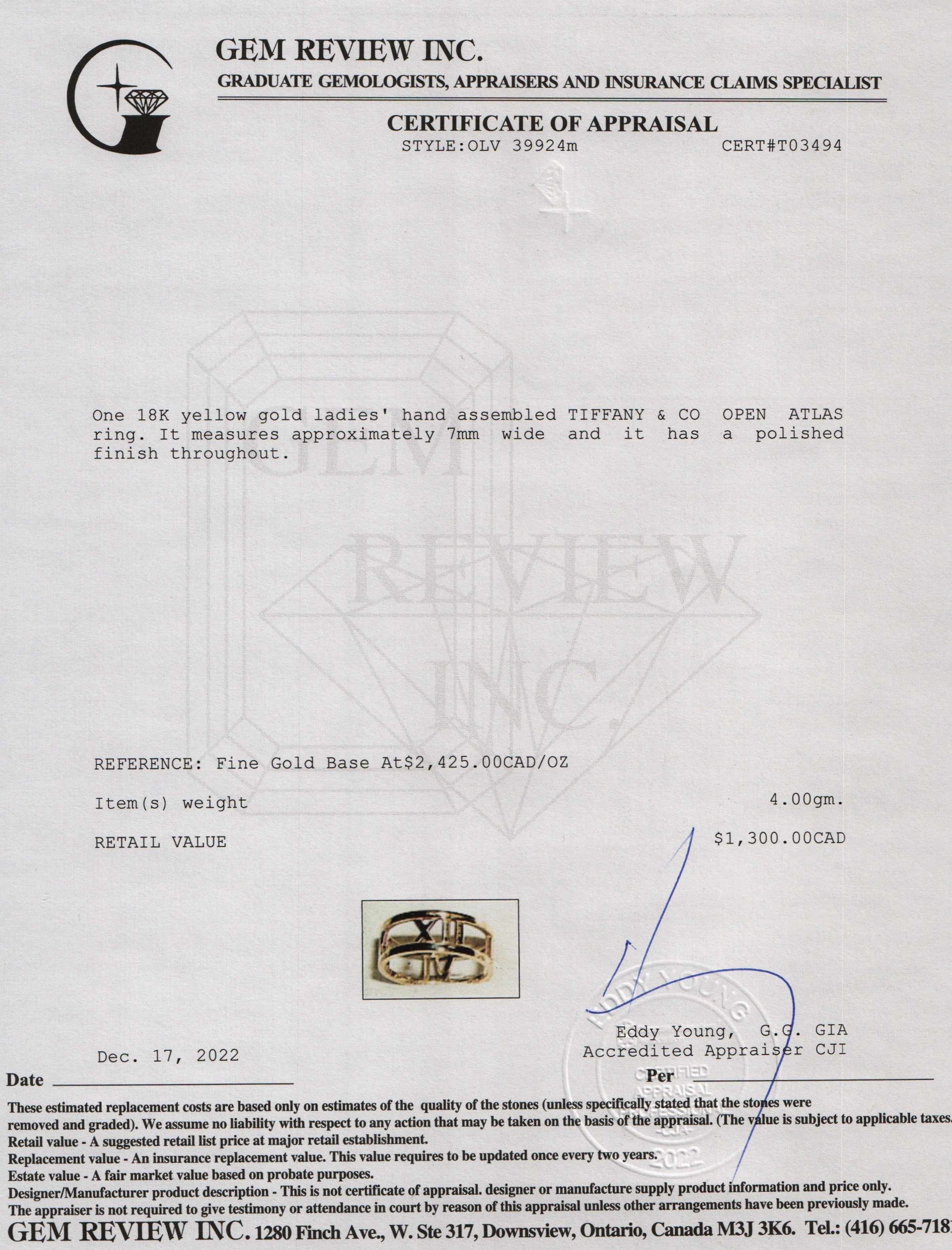 Tiffany & Co. 18k Rose Gold Atlas Open Ring