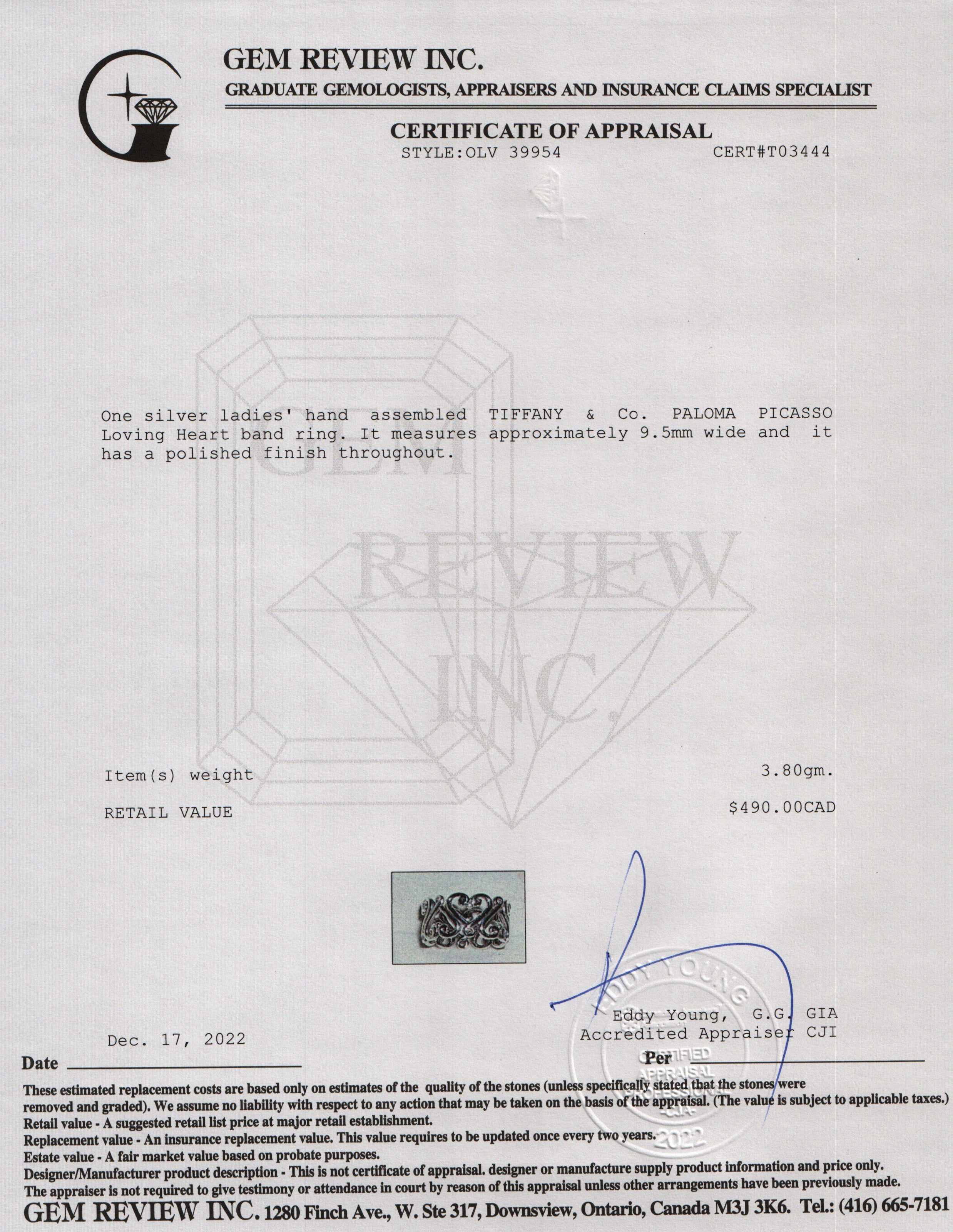 Tiffany & Co. Paloma Picasso Loving Heart Band Ring