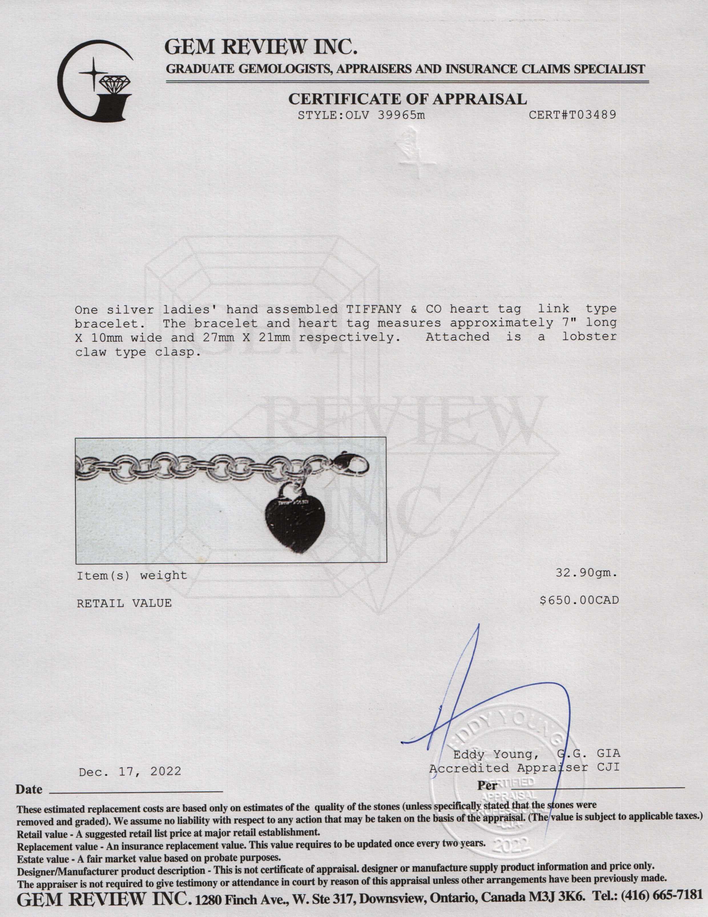 Tiffany & Co. Heart Tag Charm Bracelet