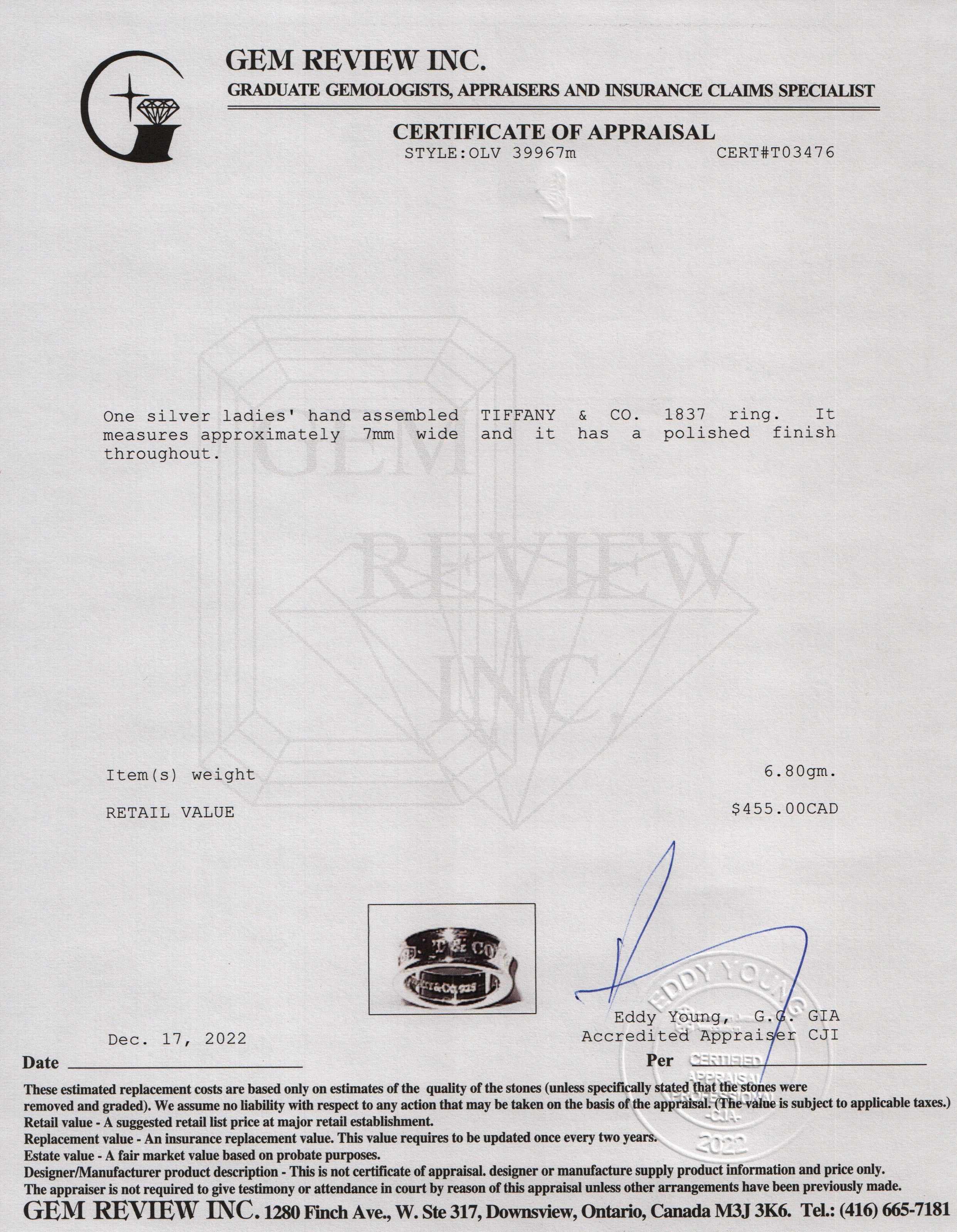 Tiffany & Co. 1837 Ring