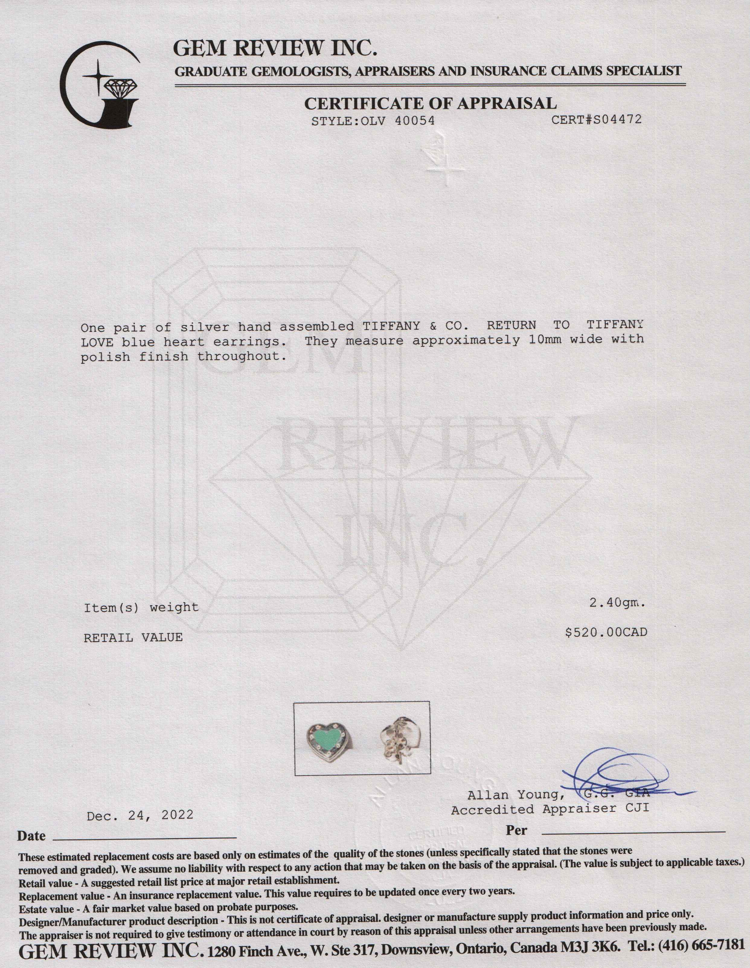 Tiffany & Co. Return to Tiffany Love Tiffany Blue Heart Stud Earrings