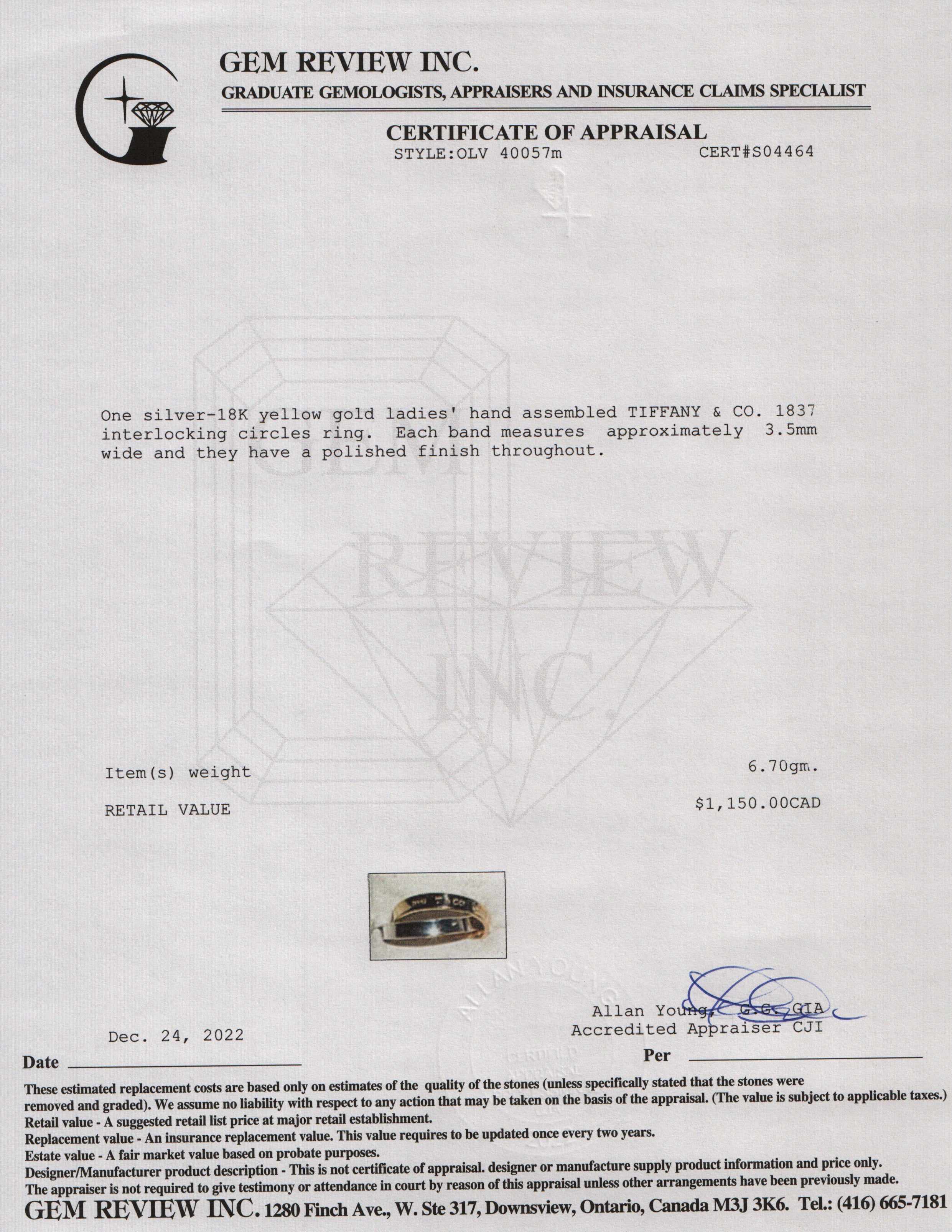 Tiffany & Co. Two-Tone 1837 Interlocking Circles Ring