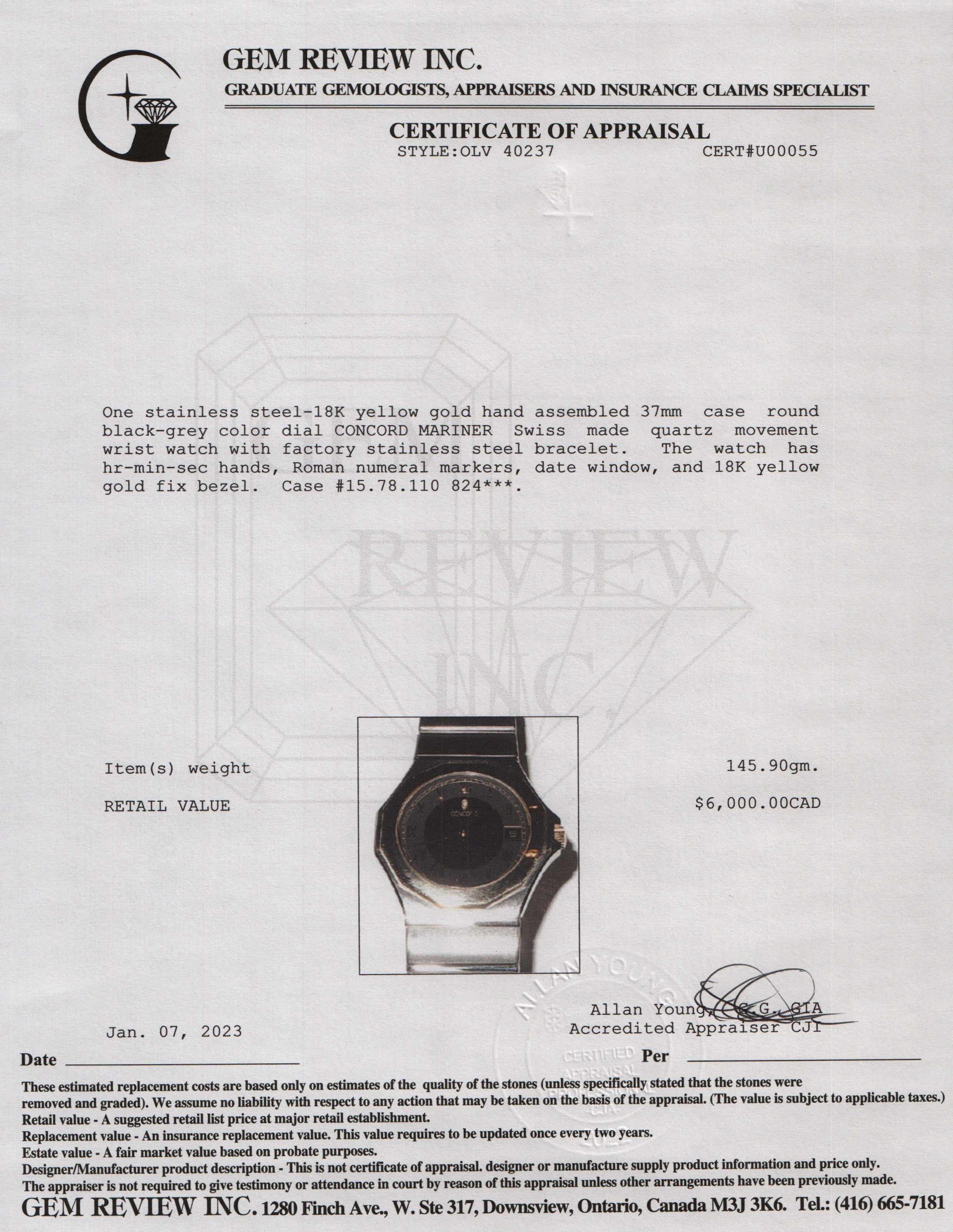 Concord Two-Tone Mariner Watch w/ Box