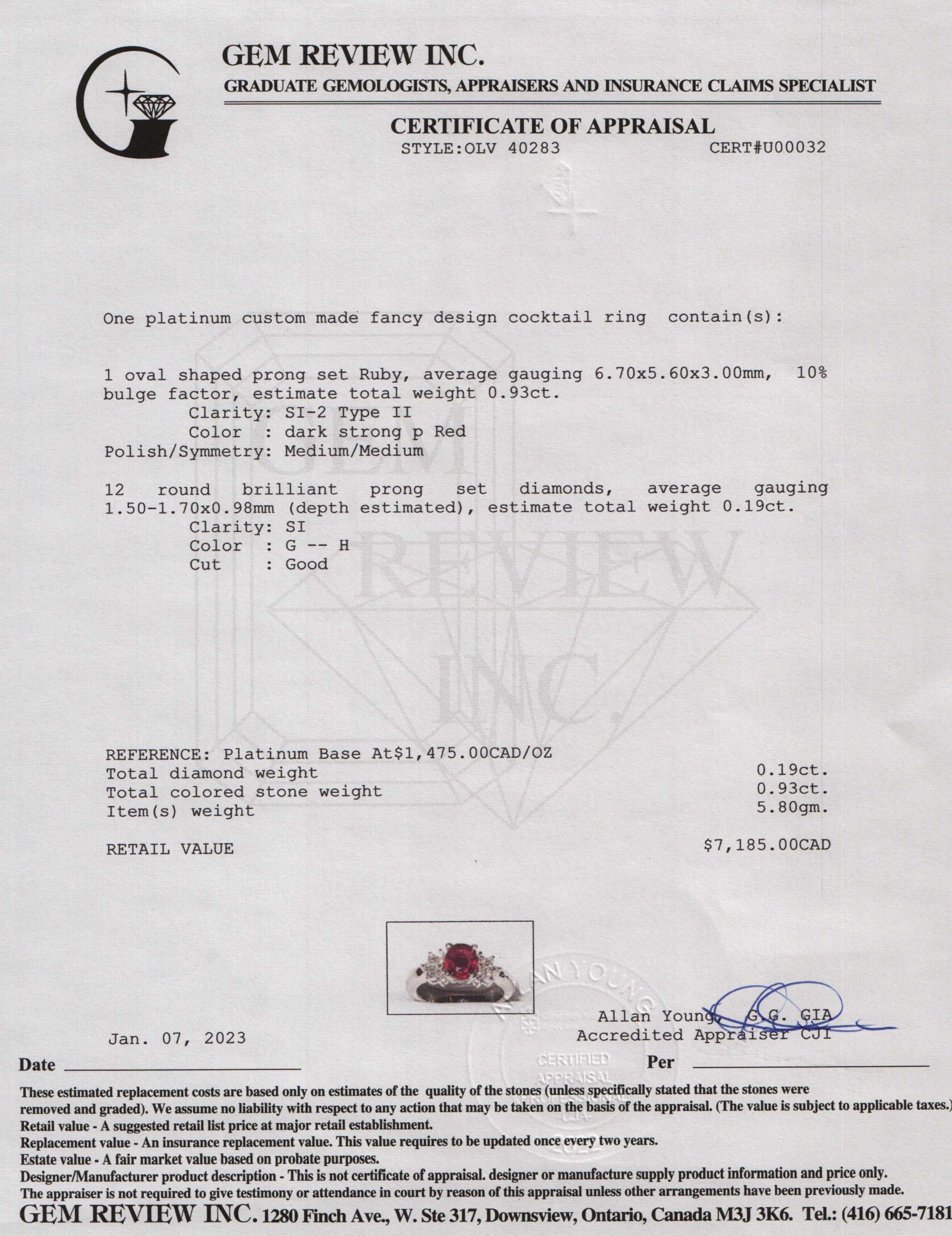 Platinum Ruby and Diamond Cocktail Ring