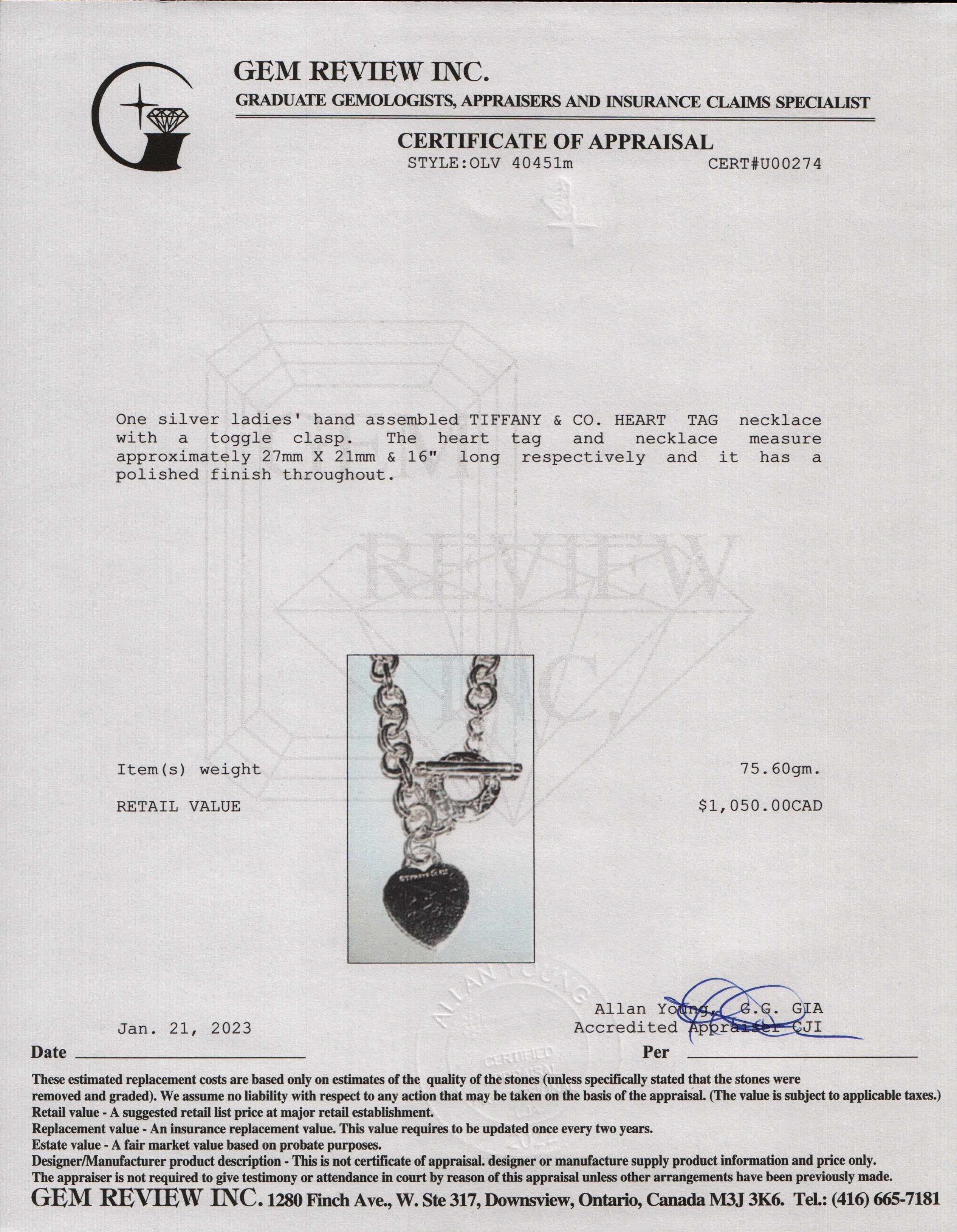 Tiffany & Co. Heart Tag Necklace with Toggle Clasp