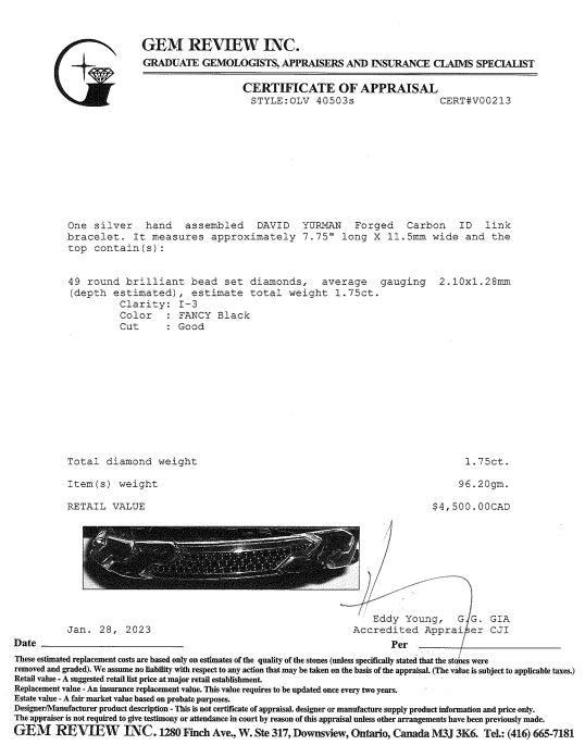 David Yurman Forged Carbon Link Bracelet with Black Diamonds