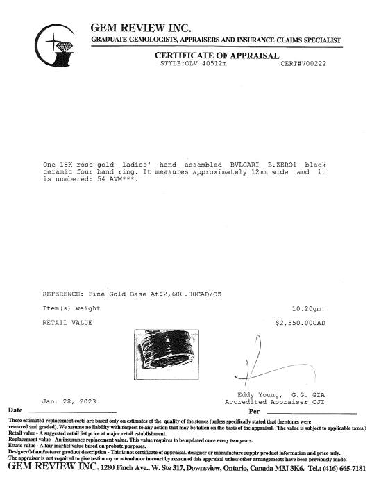 BVLGARI 18k Rose Gold B.Zero1 Black Ceramic Four-Band Ring