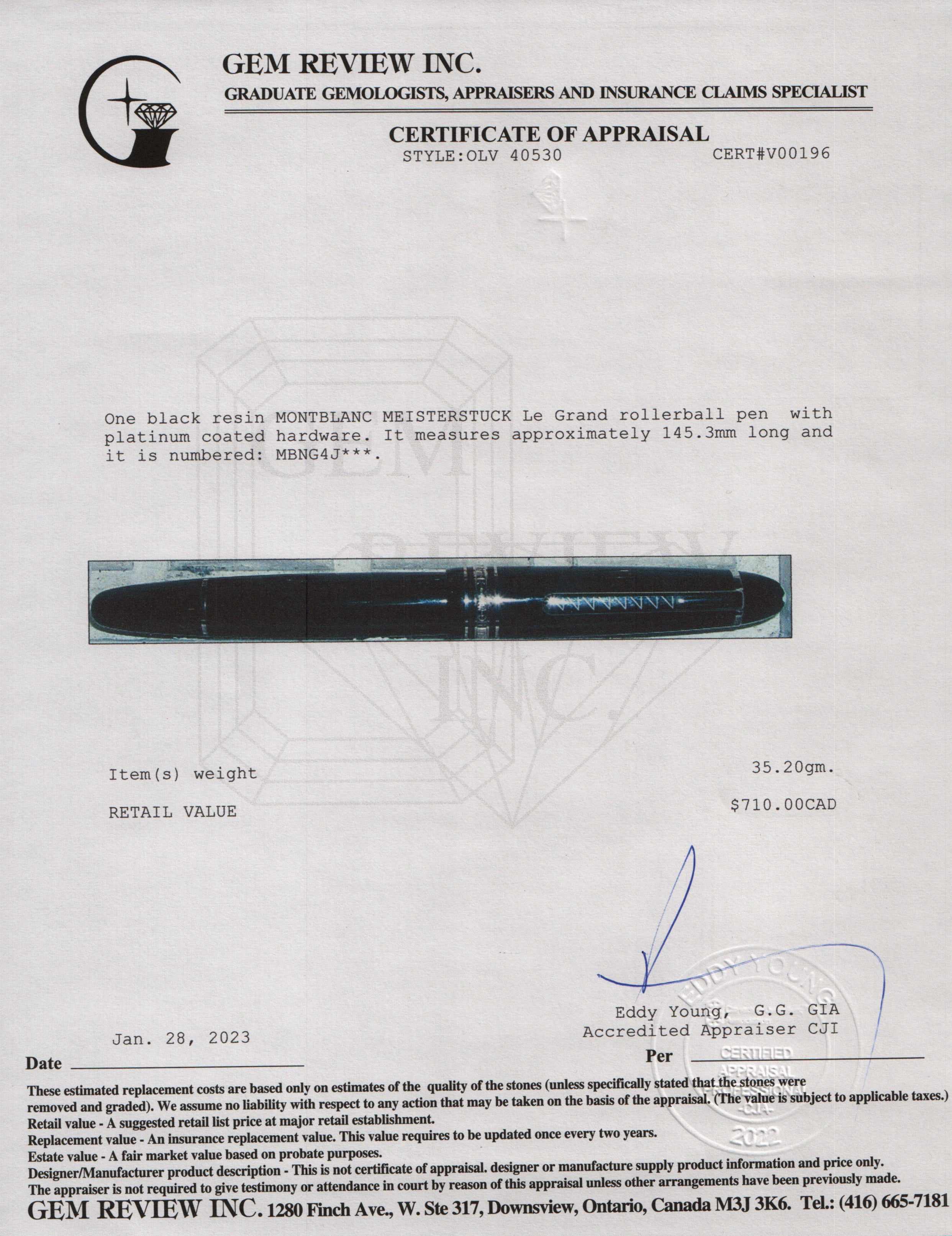 Montblanc Meisterstuck LeGrand Rollerball Pen w/ Box