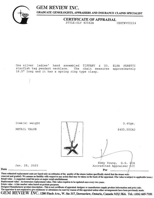 Tiffany & Co. Elsa Peretti Starfish Pendant Necklace