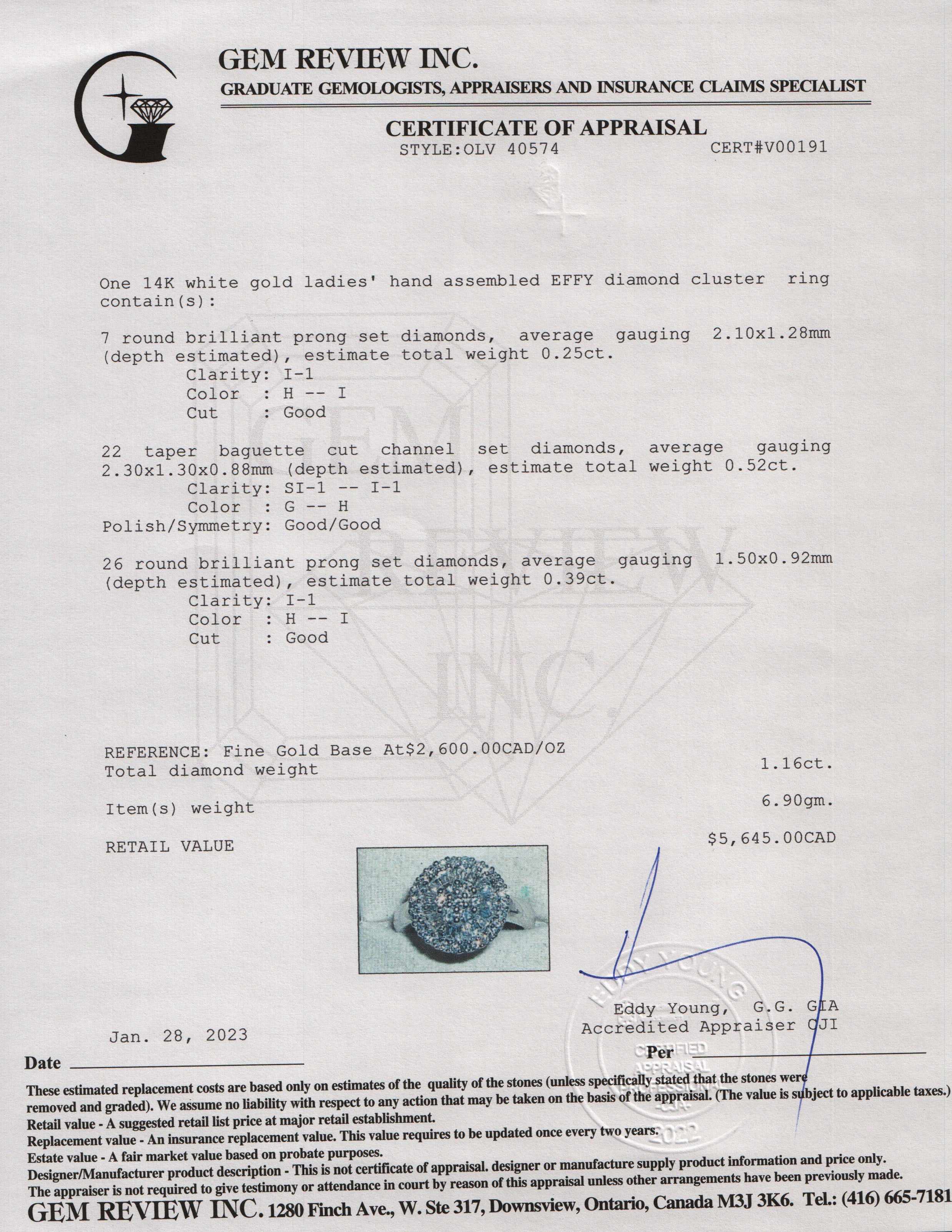 EFFY 14k White Gold Diamond Cluster Ring