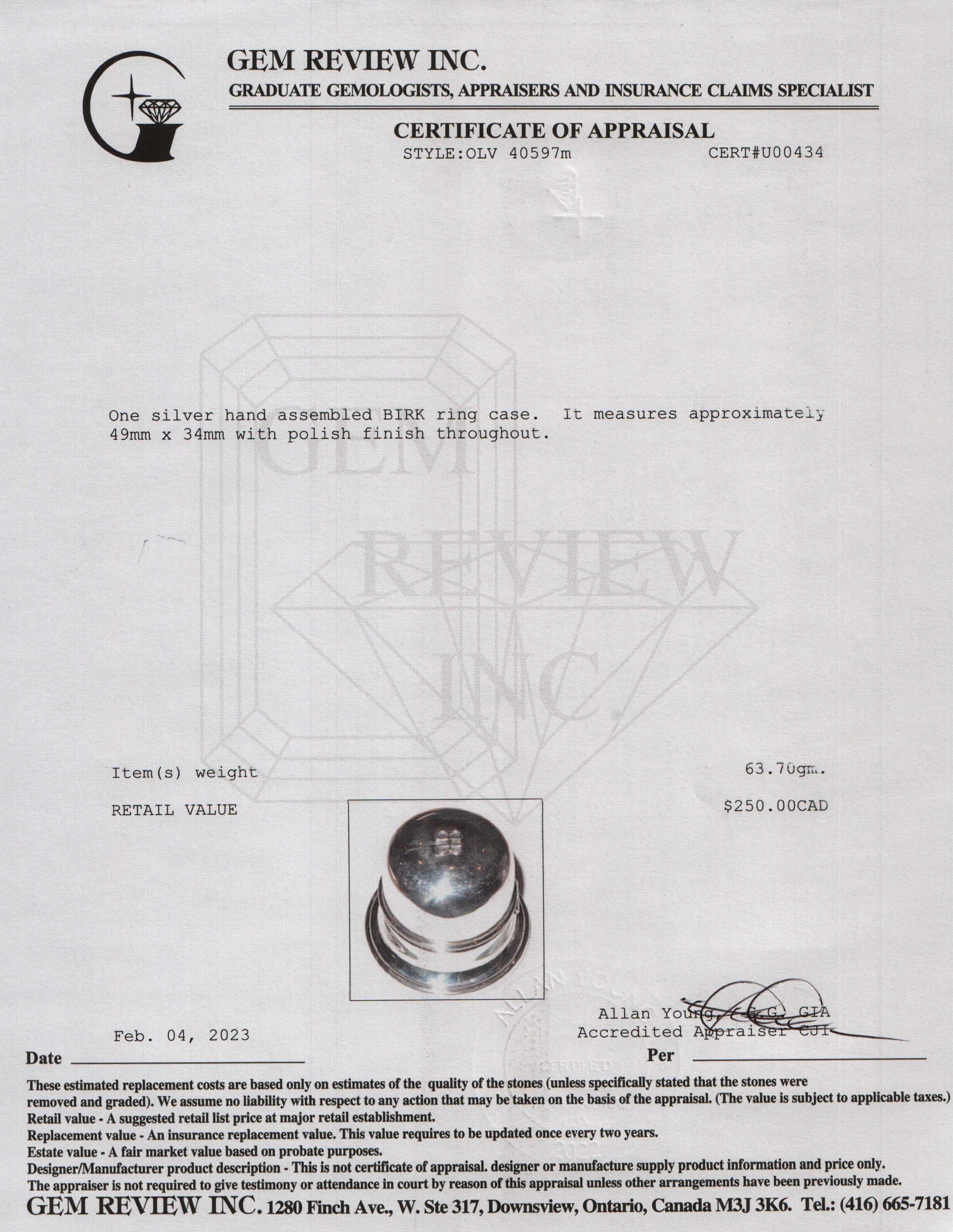 Birks Sterling Silver Ring Box