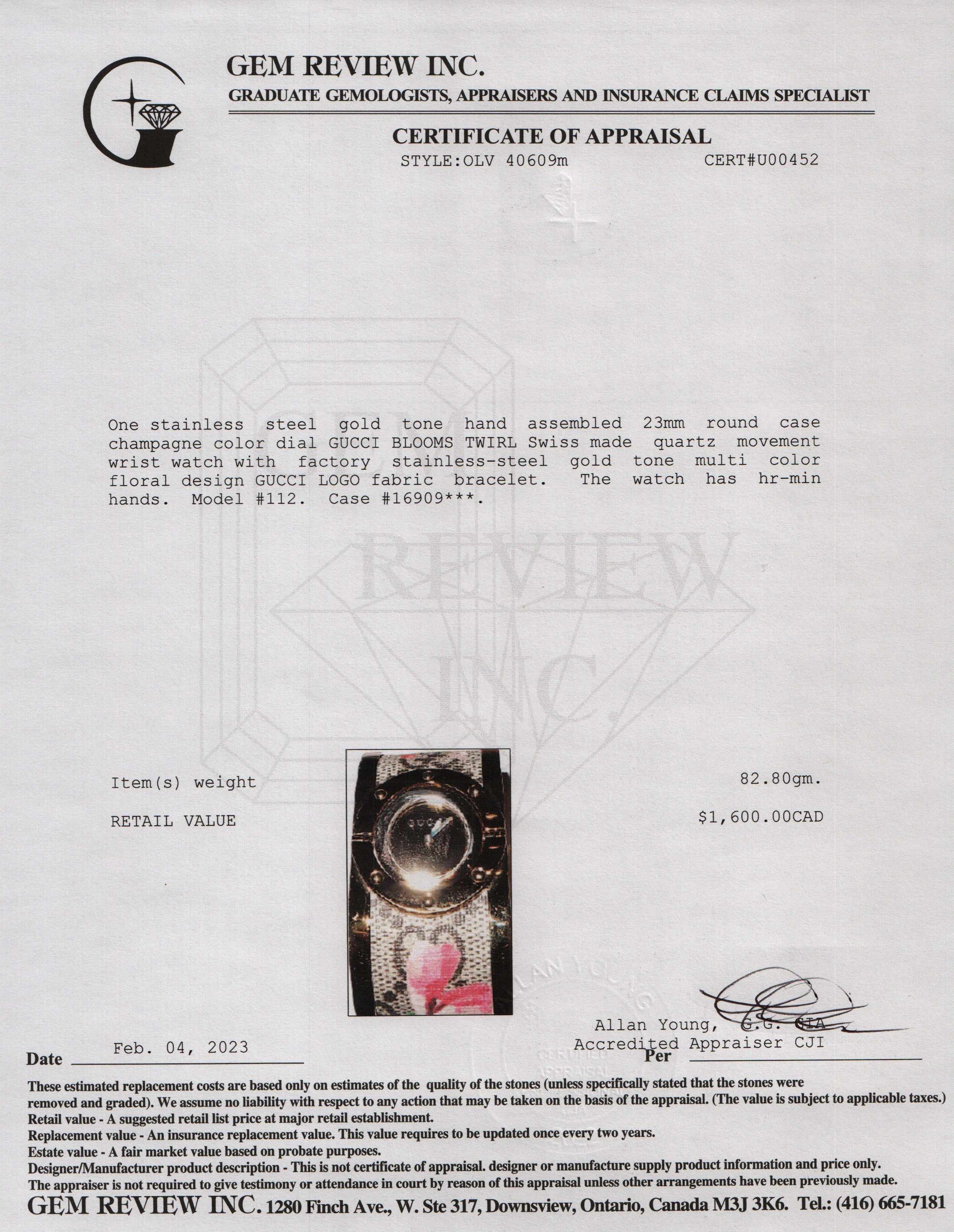 Gucci Blooms Twirl Watch w/ Box & Papers