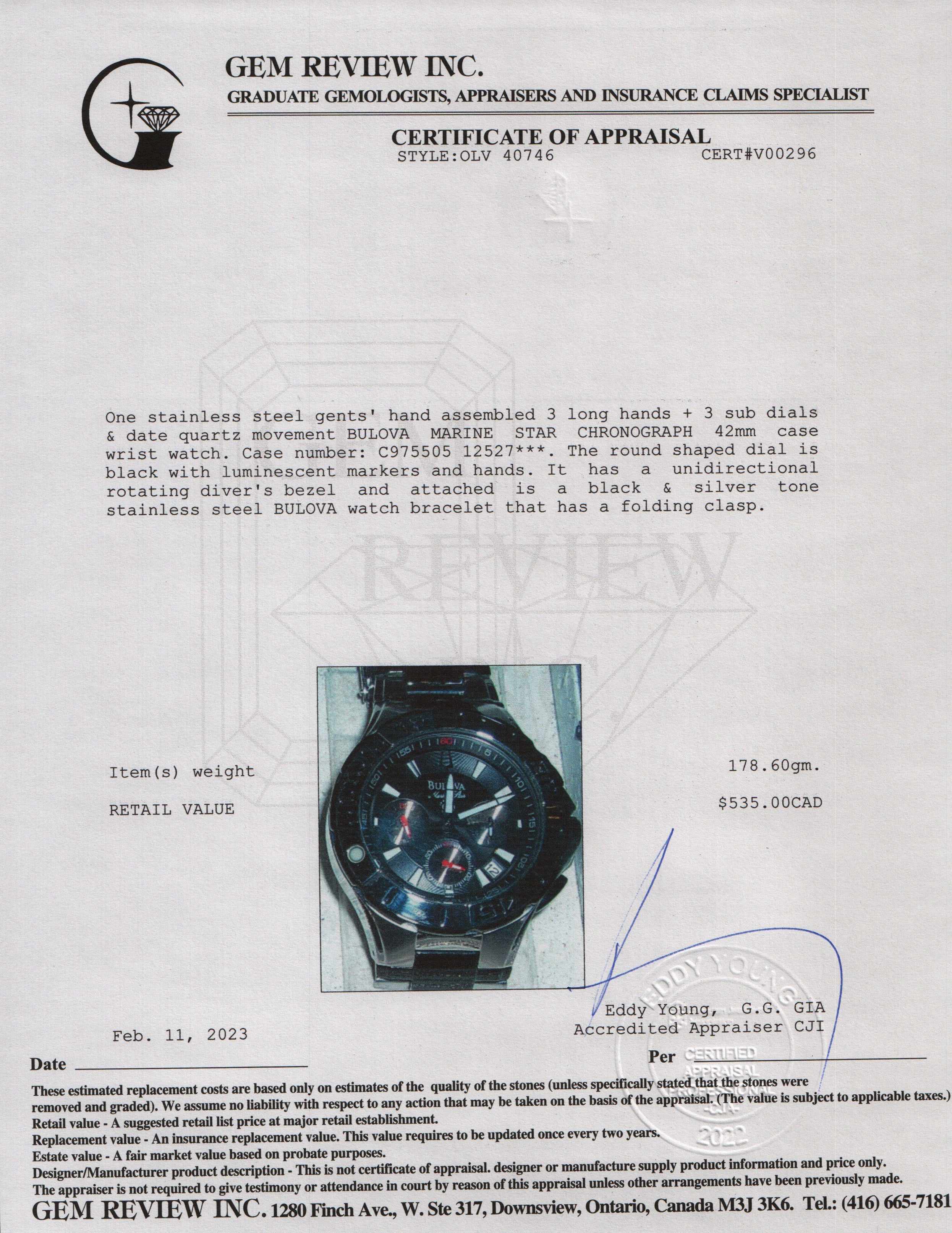 Bulova Marine Star Chronograph Watch