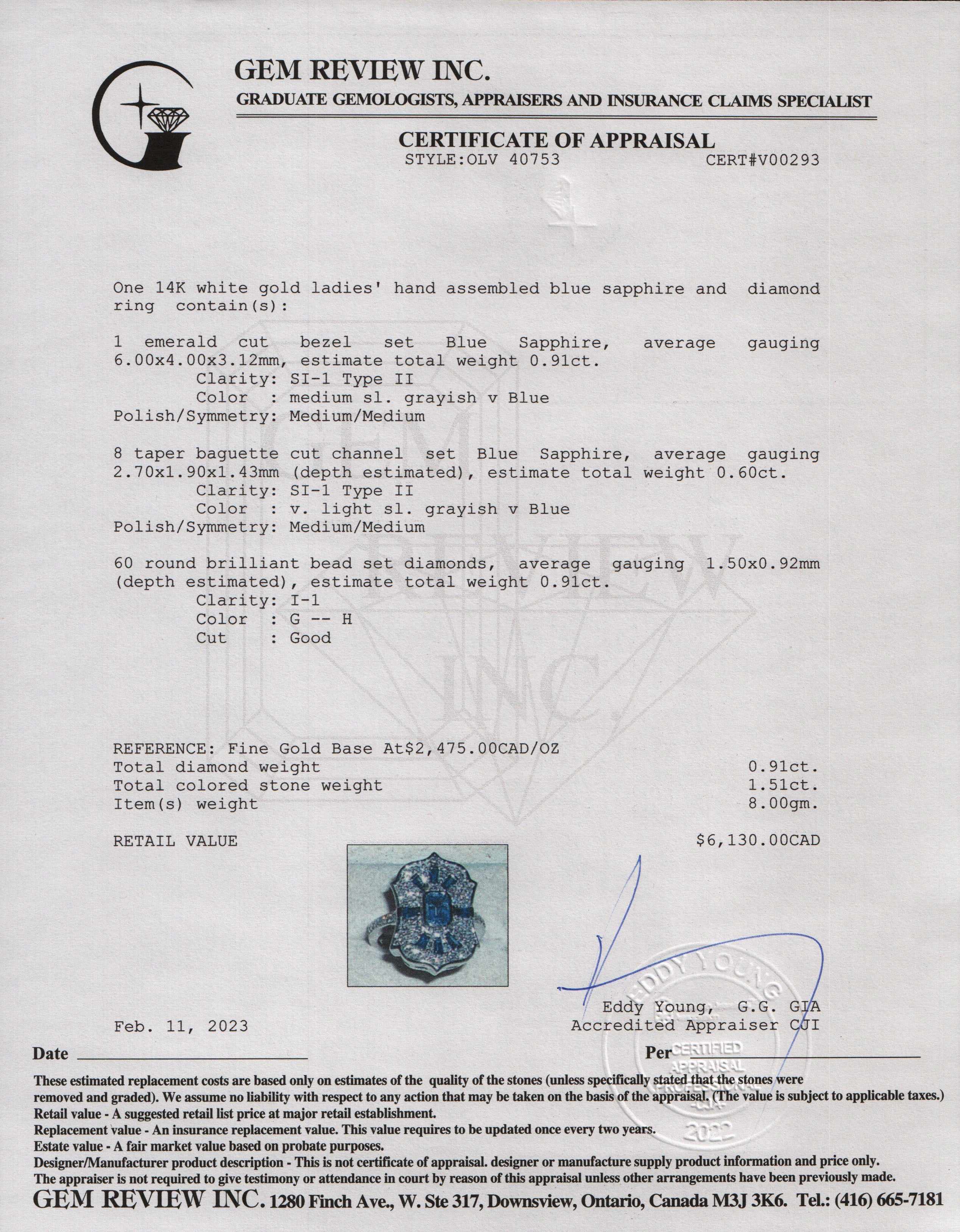 14k White Gold Sapphire & Diamond Cocktail Ring